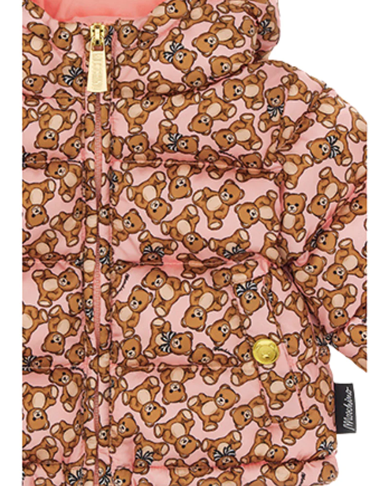 Giubbino trapuntato Moschino rosa con teddy all over - Image 2