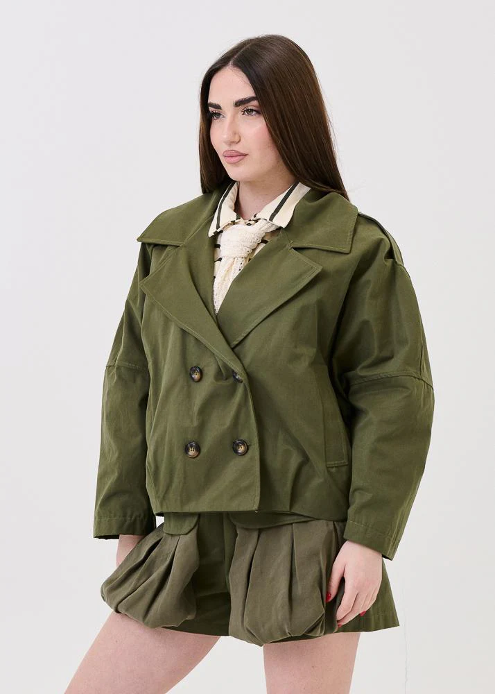 Giubbino trench corto Haveone verde militare - Image 2