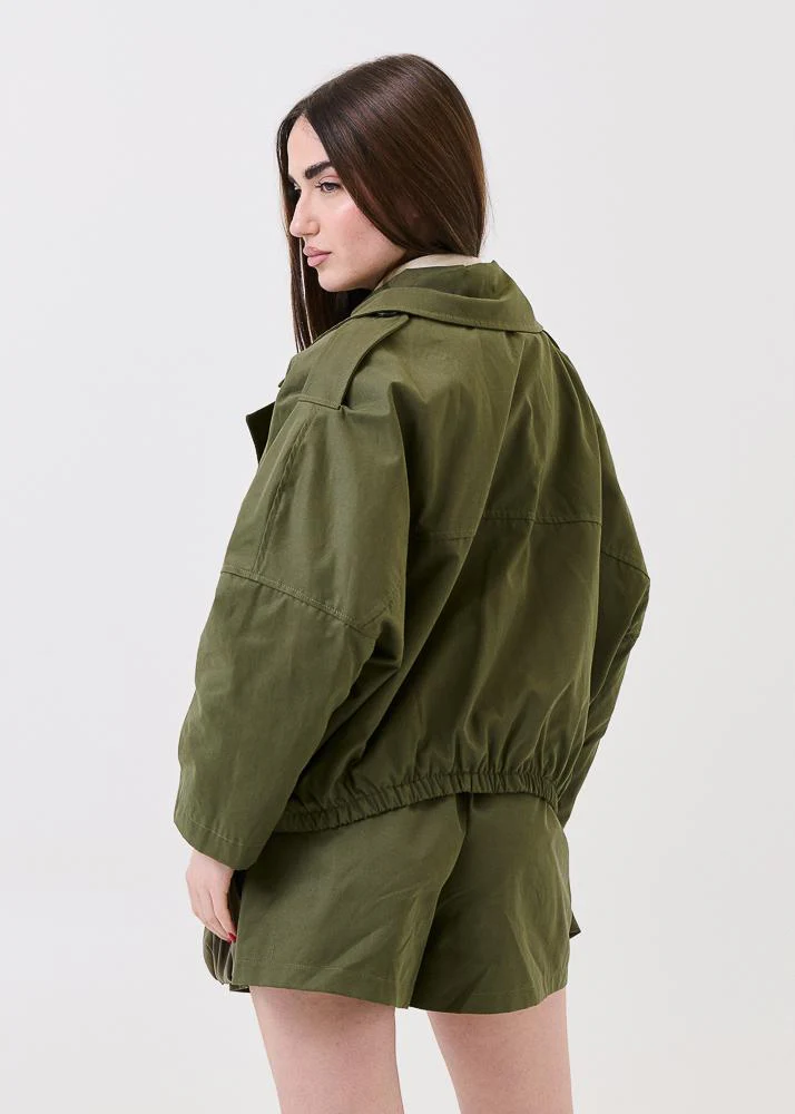 Giubbino trench corto Haveone verde militare - Image 3