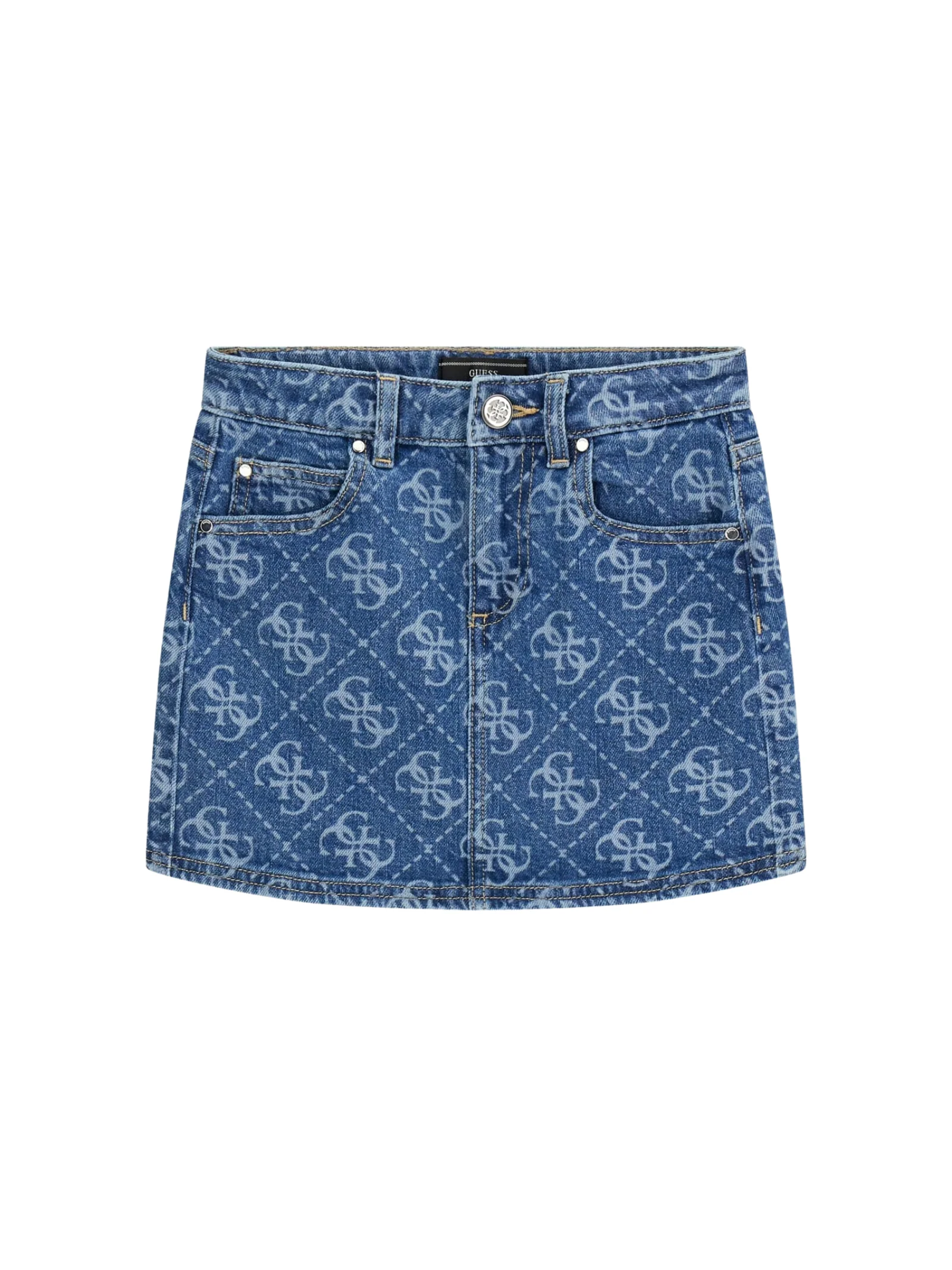 Gonna di jeans Guess blu con logo 4G all over