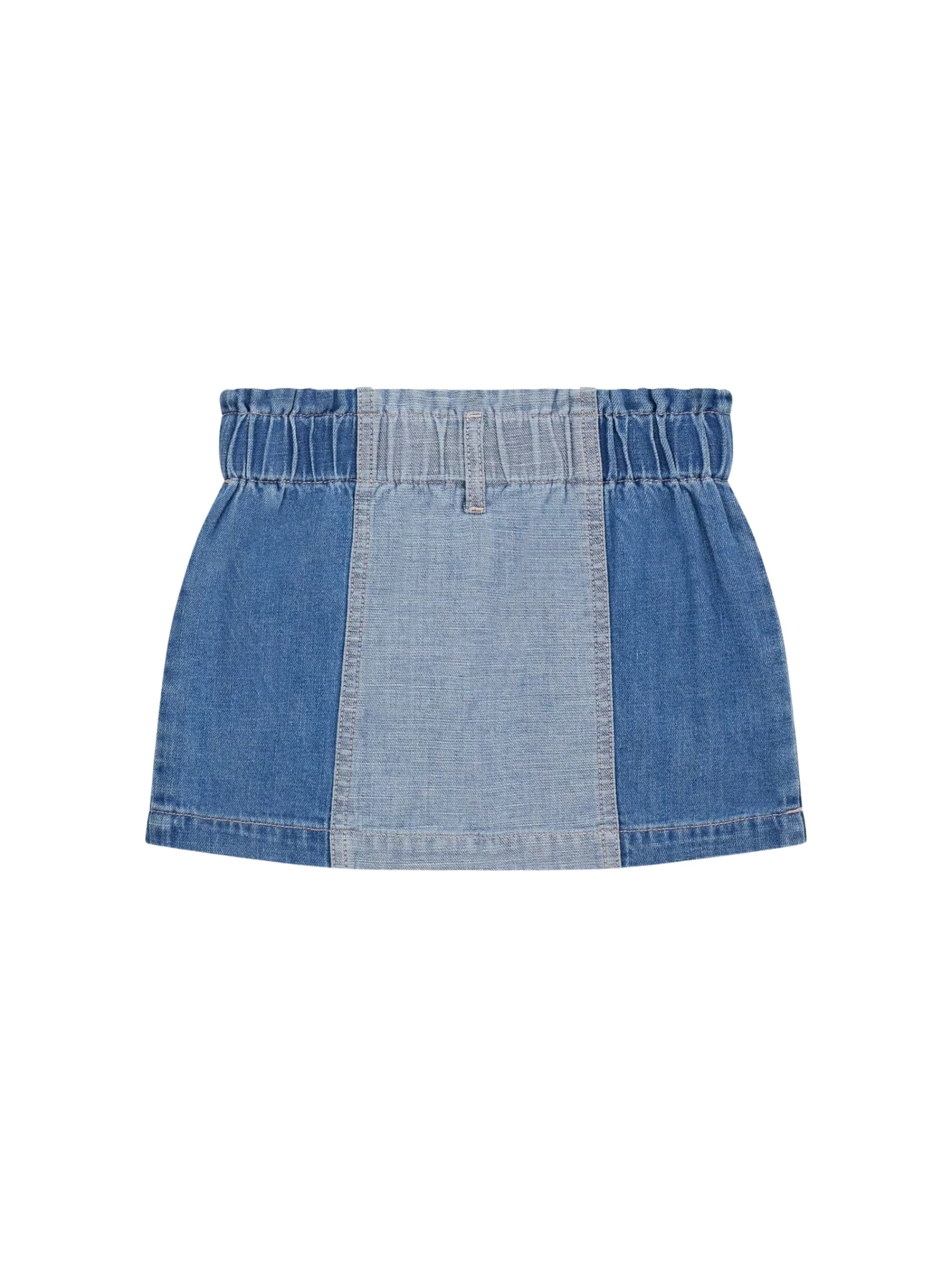 Gonna in denim Guess blu con bottoni e patch ricamati - Image 2