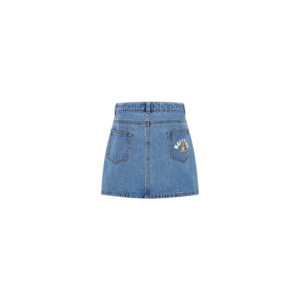 Gonna in denim Moschino blu con patch orsetto sul retro - Image 2