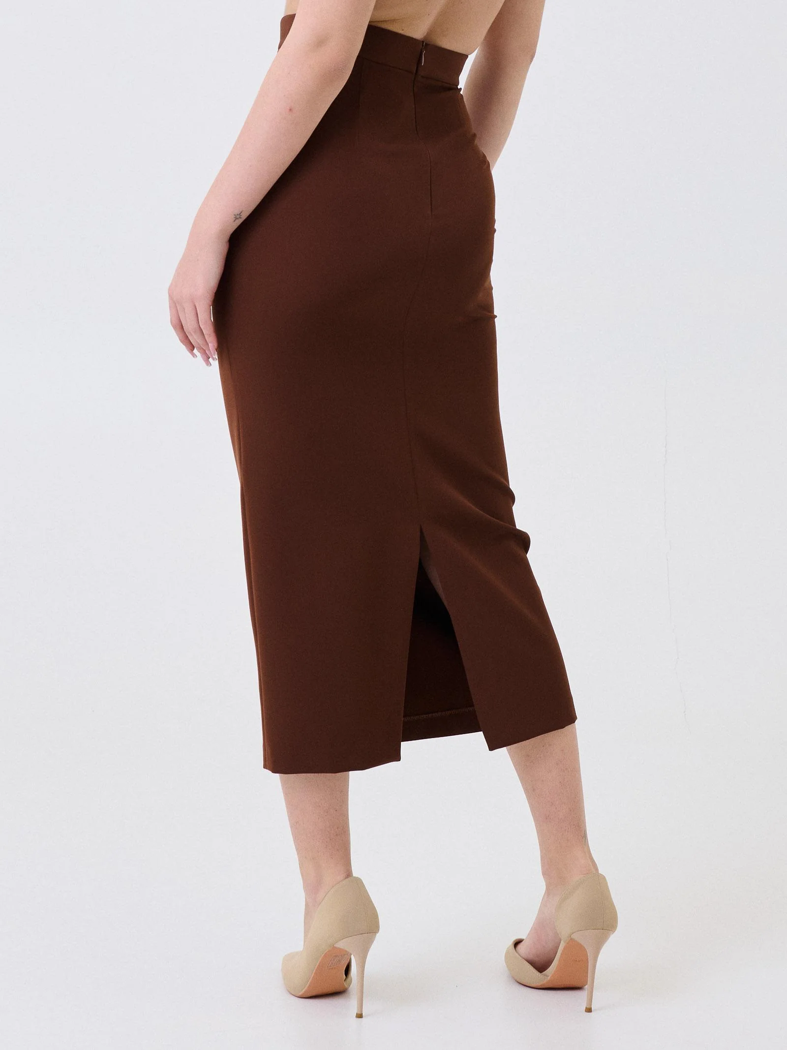 Gonna lunga a vita alta Silence Limited marrone - Image 3