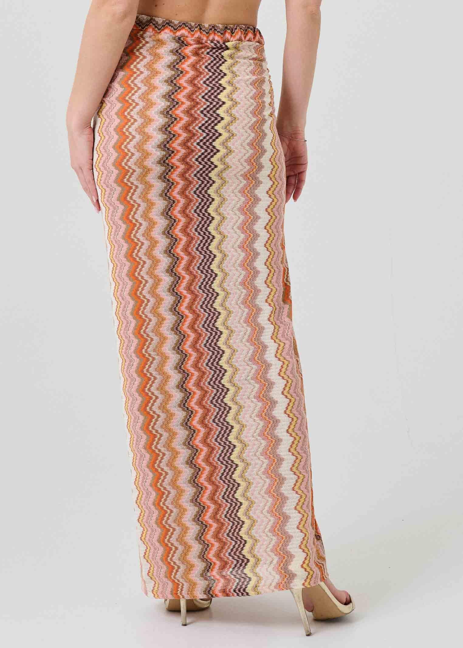 Gonna lunga con drappeggio Pho Firenze multicolor con filo lurex - Image 3
