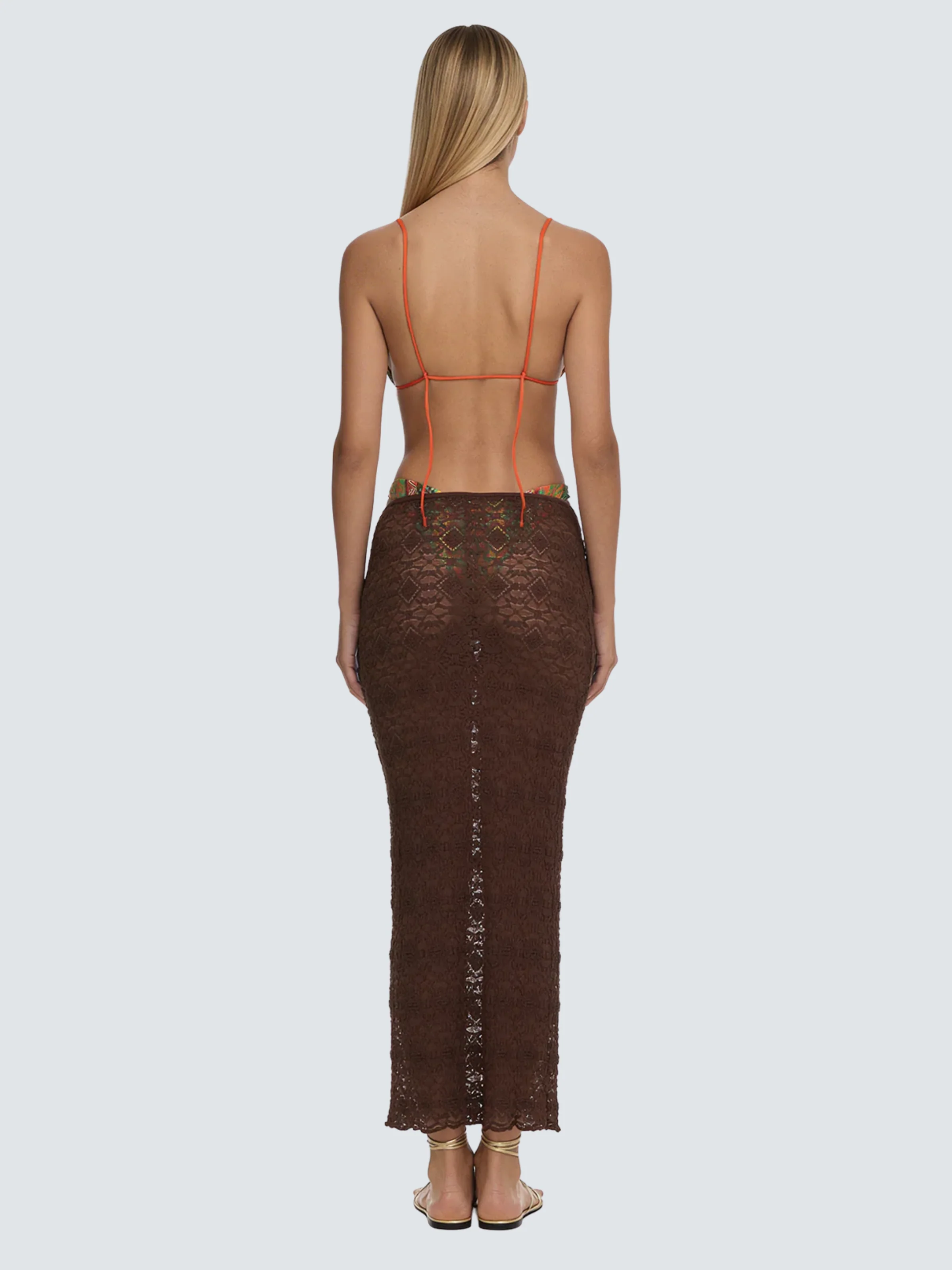 Gonna lunga Fk marrone in pizzo - Image 2