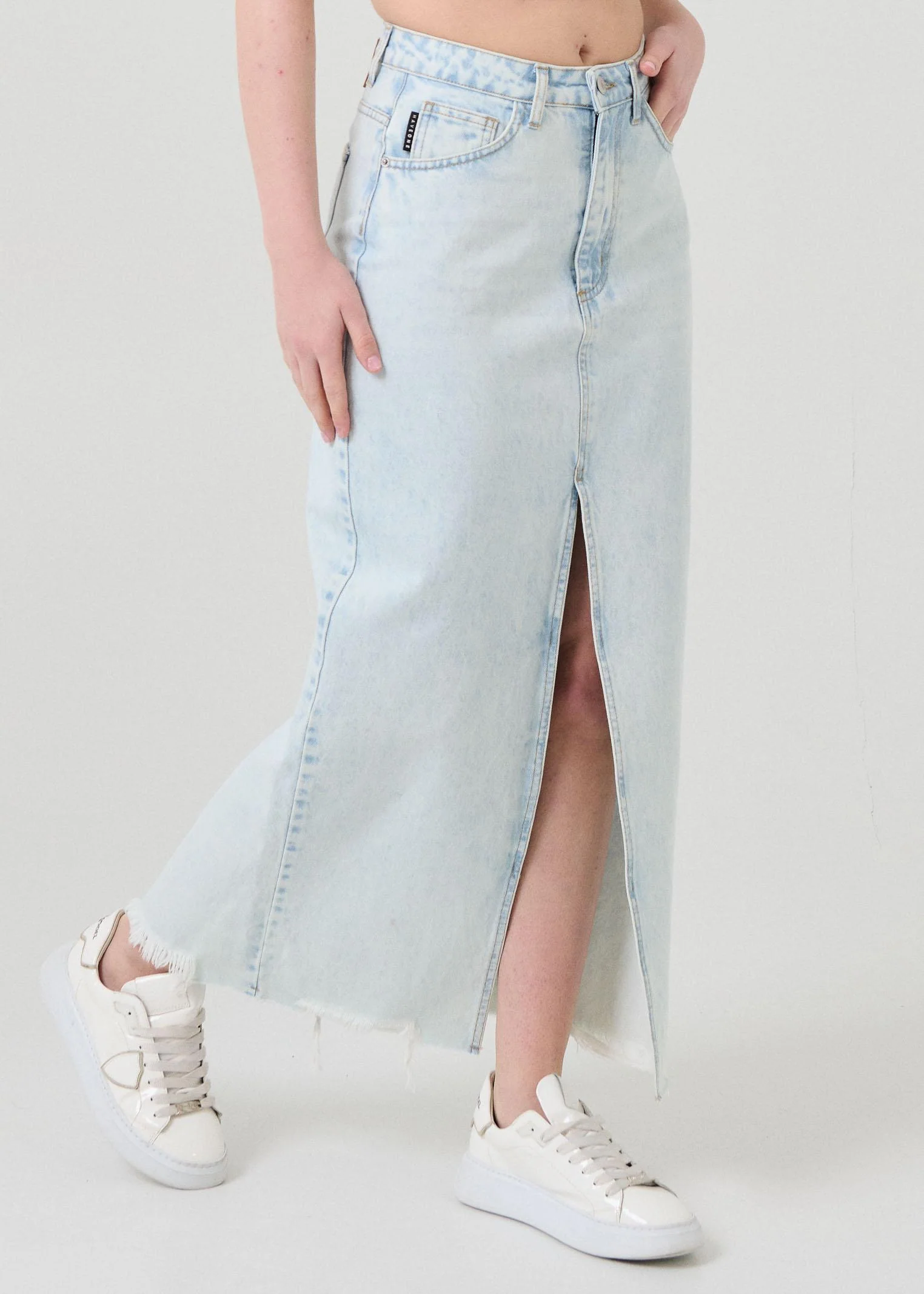 Gonna lunga in jeans "Ginza" Haveone azzurra - Image 2