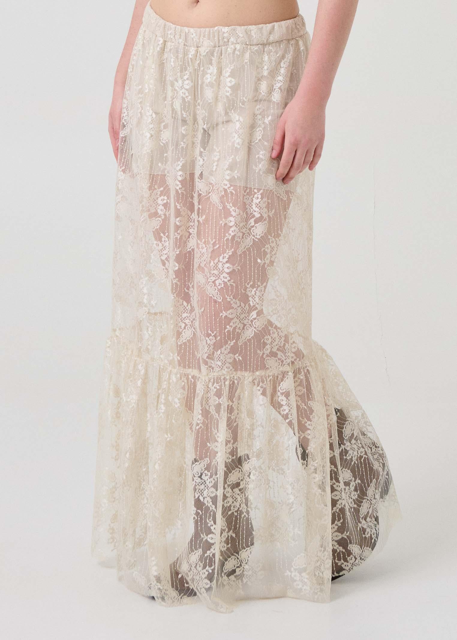 Gonna lunga in pizzo Armoire crema - Image 2