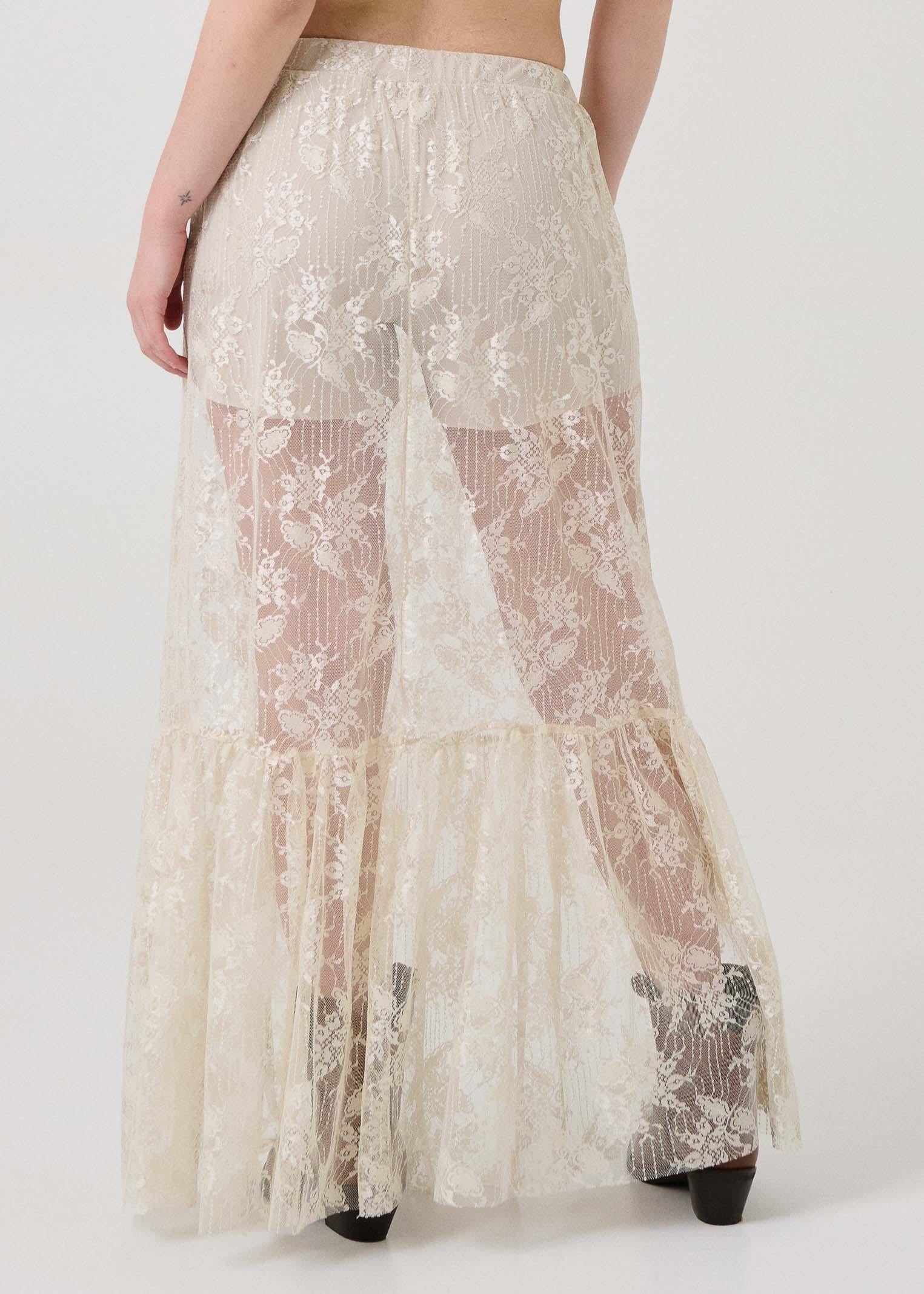 Gonna lunga in pizzo Armoire crema - Image 3