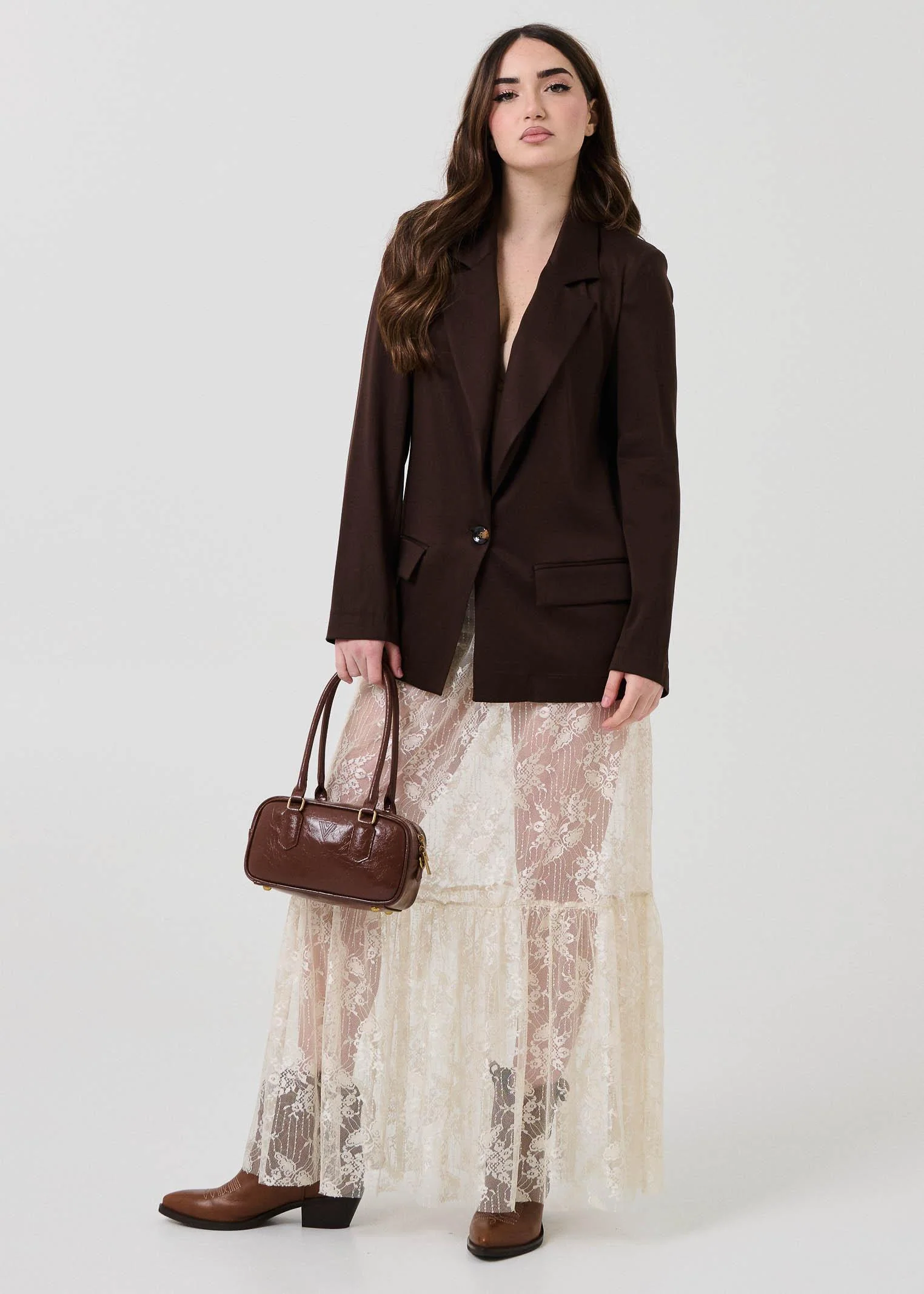 Gonna lunga in pizzo Armoire crema - Image 4