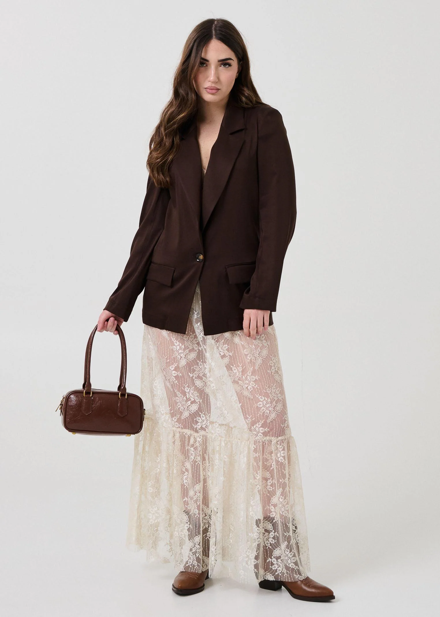 Gonna lunga in pizzo Armoire crema - Image 5