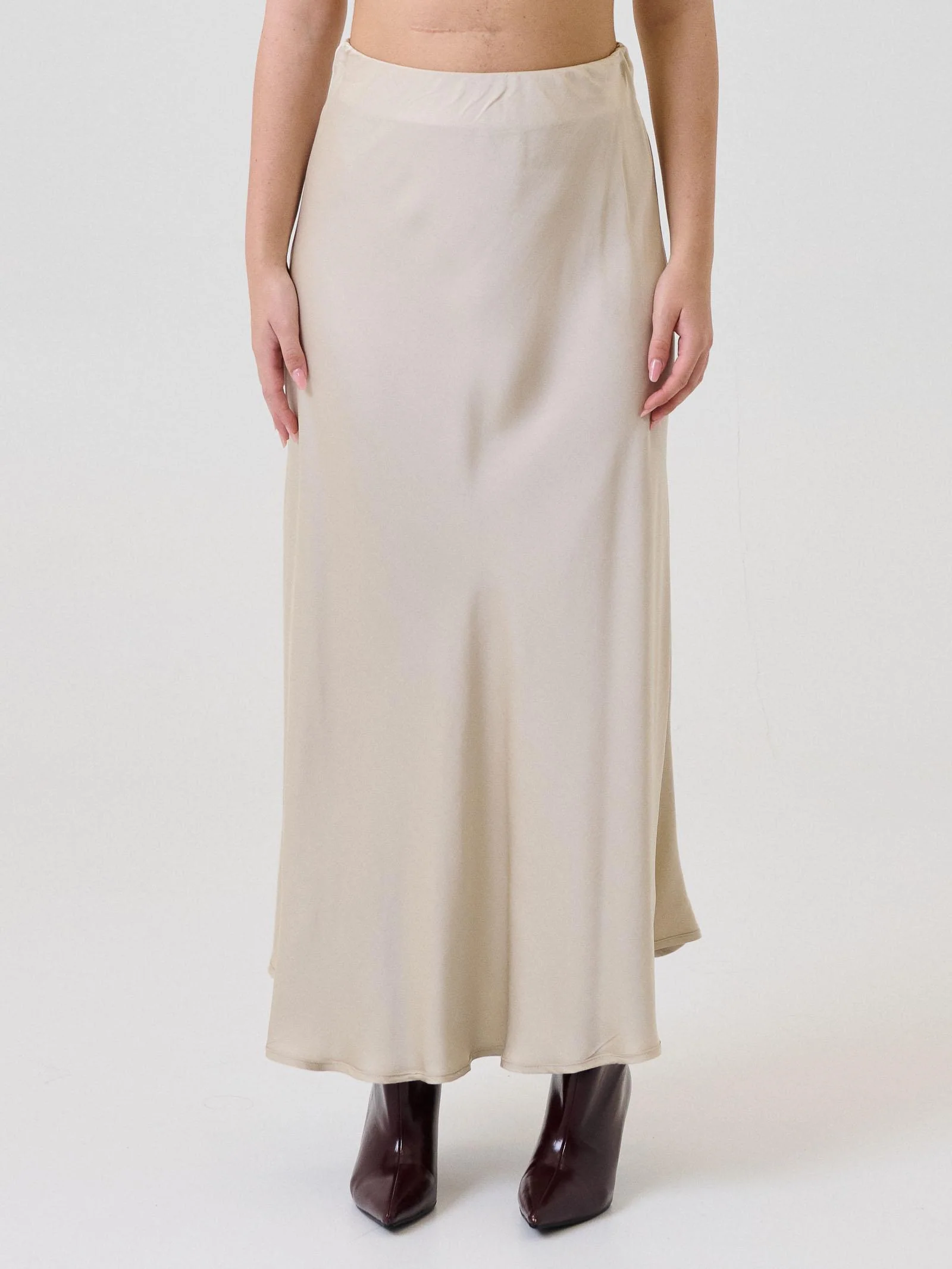 Gonna midi Armoire beige in raso