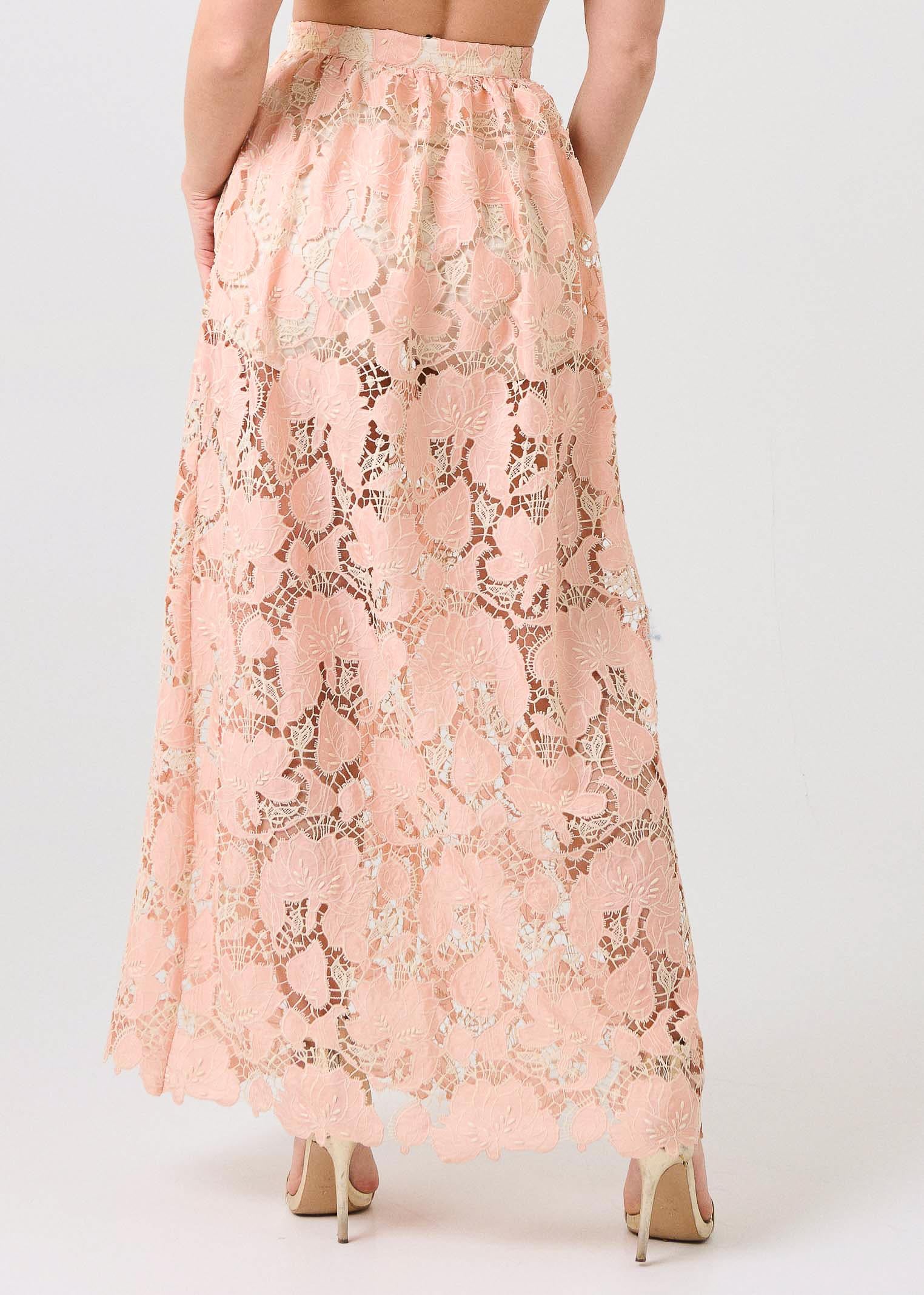 Gonna "Waterlily" Silence Limited rosa in pizzo floreale - Image 3