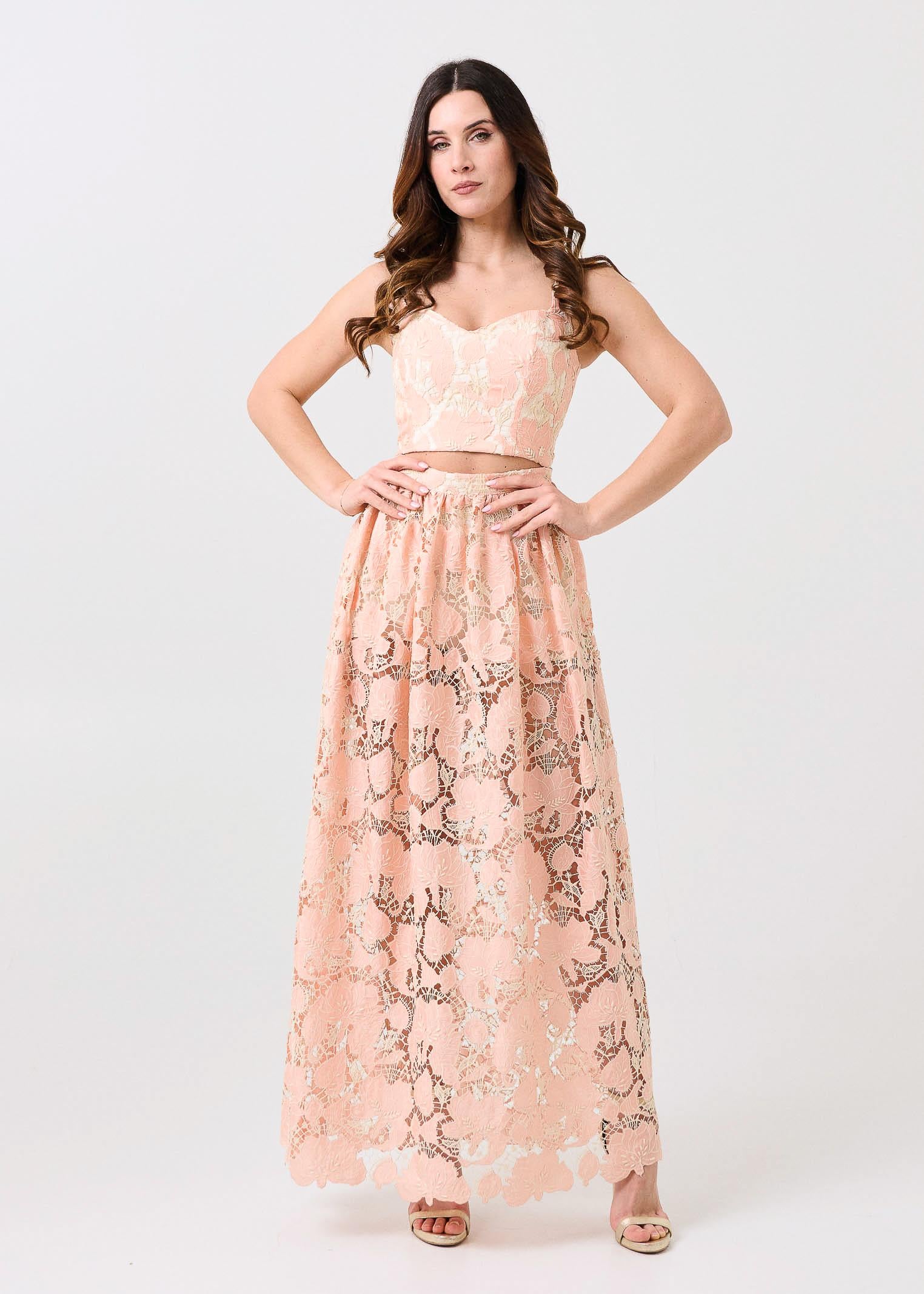 Gonna "Waterlily" Silence Limited rosa in pizzo floreale - Image 4