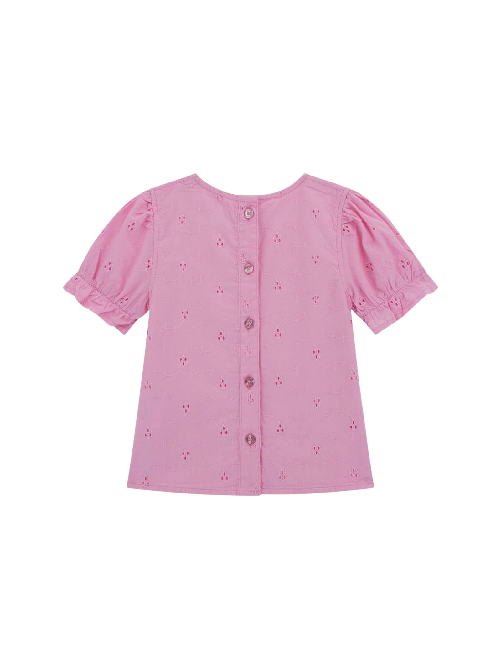 Blusa Guess rosa in pizzo sangallo con maniche a palloncino - Image 2