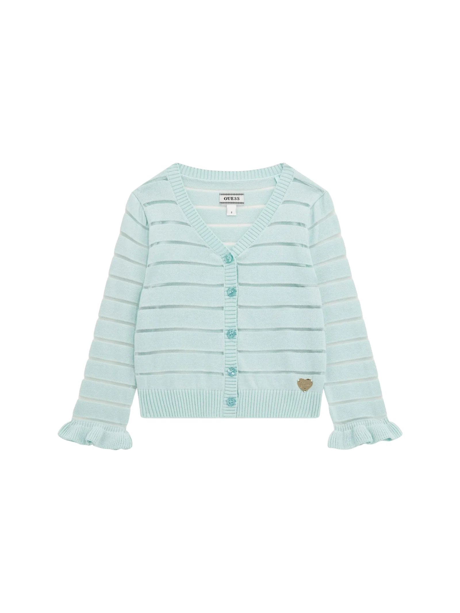 Cardigan Guess azzurro con motivo a righe in rilievo