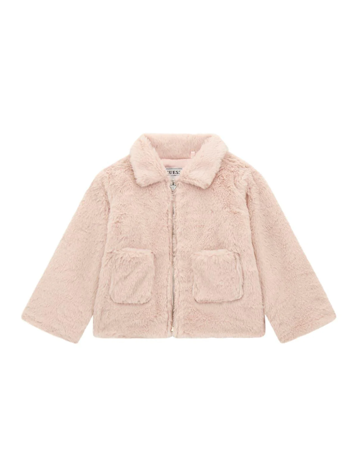 Giubbino Guess peluche rosa chiaro con tasche frontali