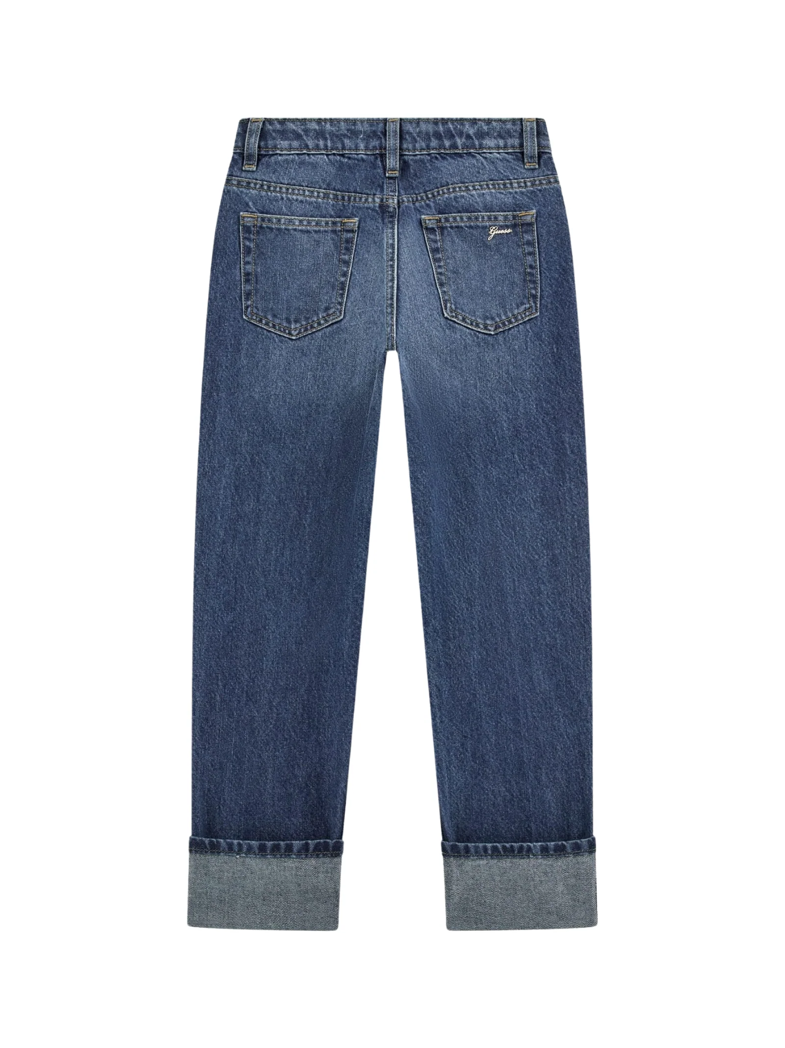 Jeans con risvolto Guess in denim blu con lavaggio vintage - Image 2