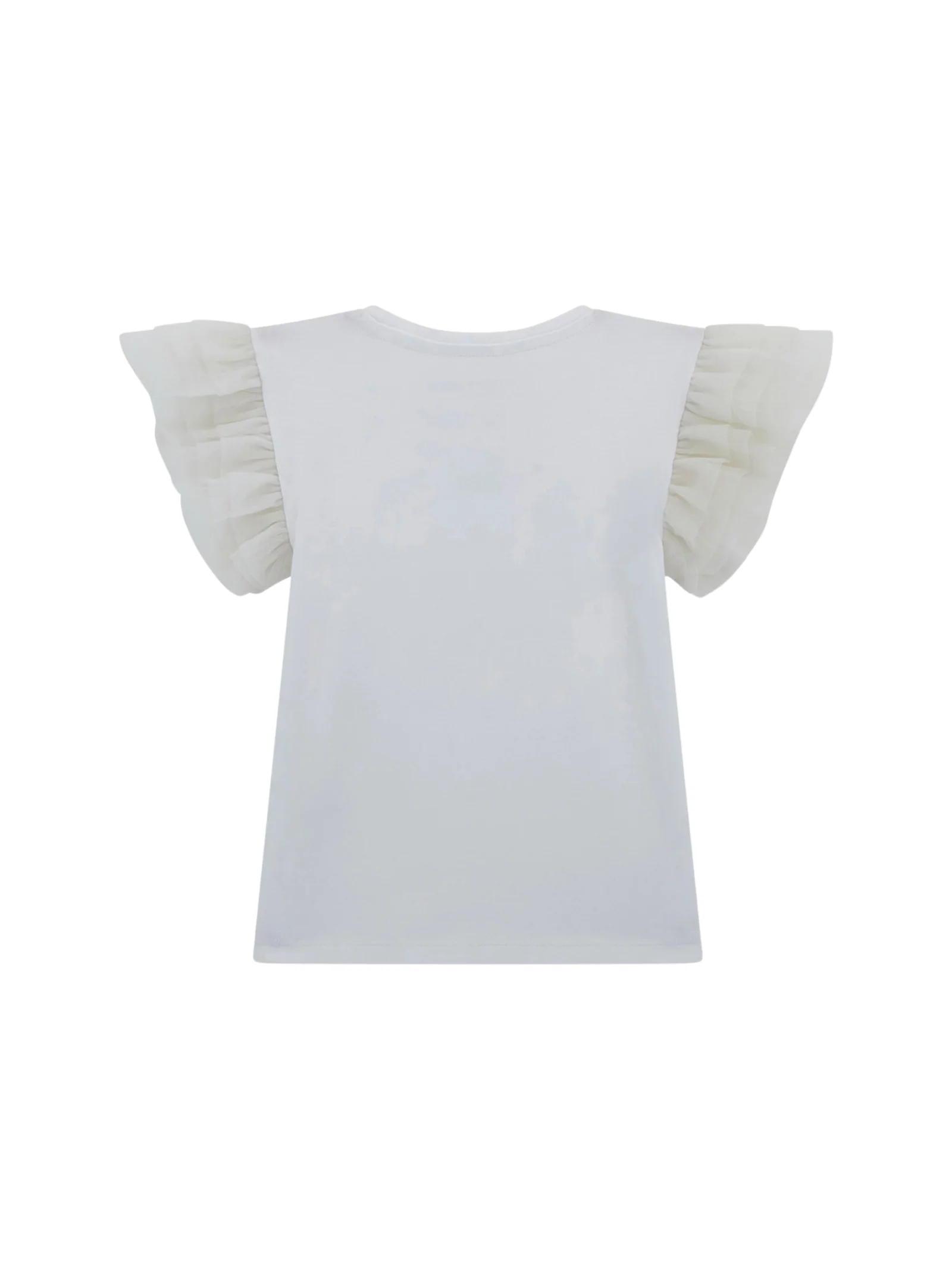 T-Shirt Guess bianca con maniche con volant - Image 2