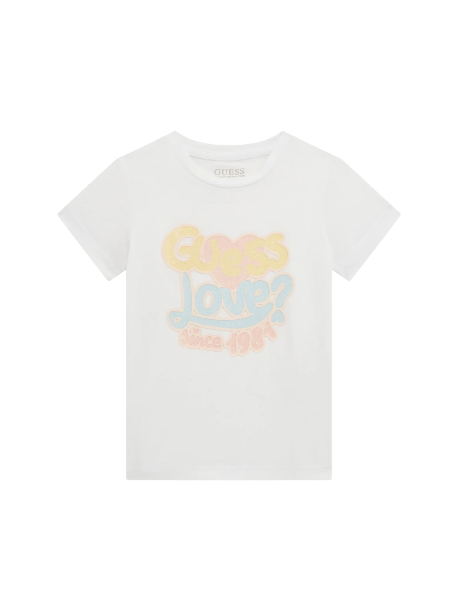T-Shirt Guess bianca con scritta love