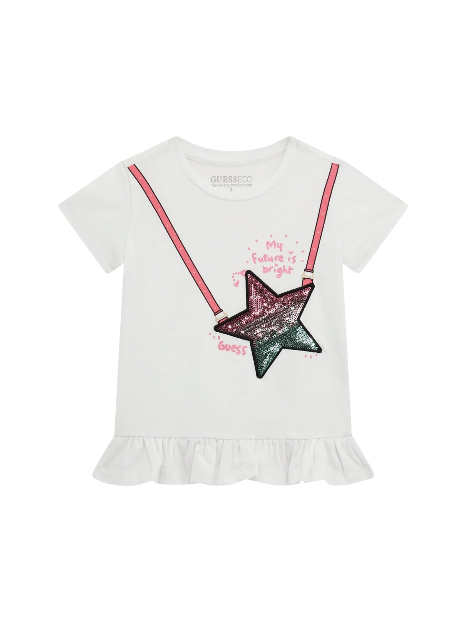 T-Shirt Guess bianca con stella in paillettes