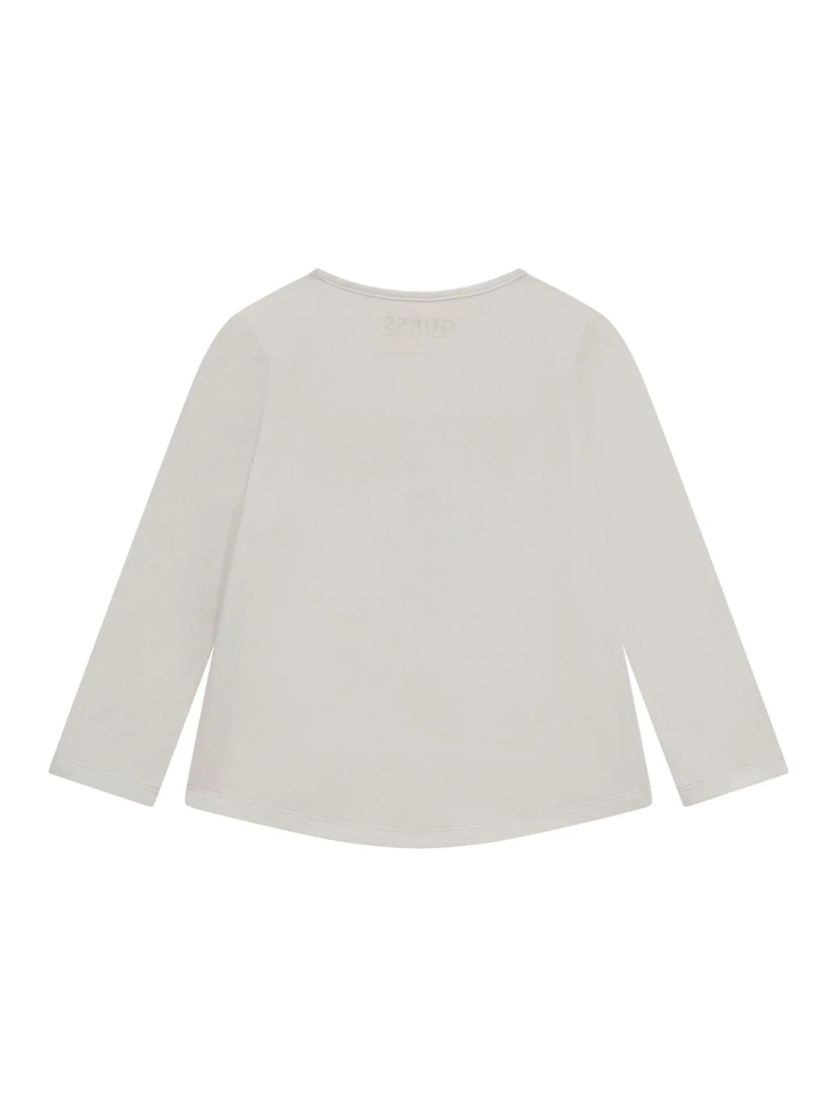 T-shirt Guess bianca manica lunga con logo oro frontale - Image 2
