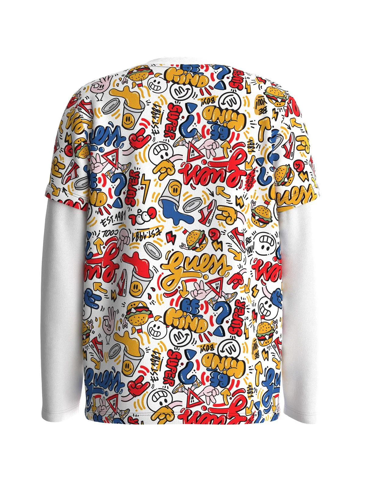 T-shirt Guess manica lunga con fantasie multicolor e logo - Image 2