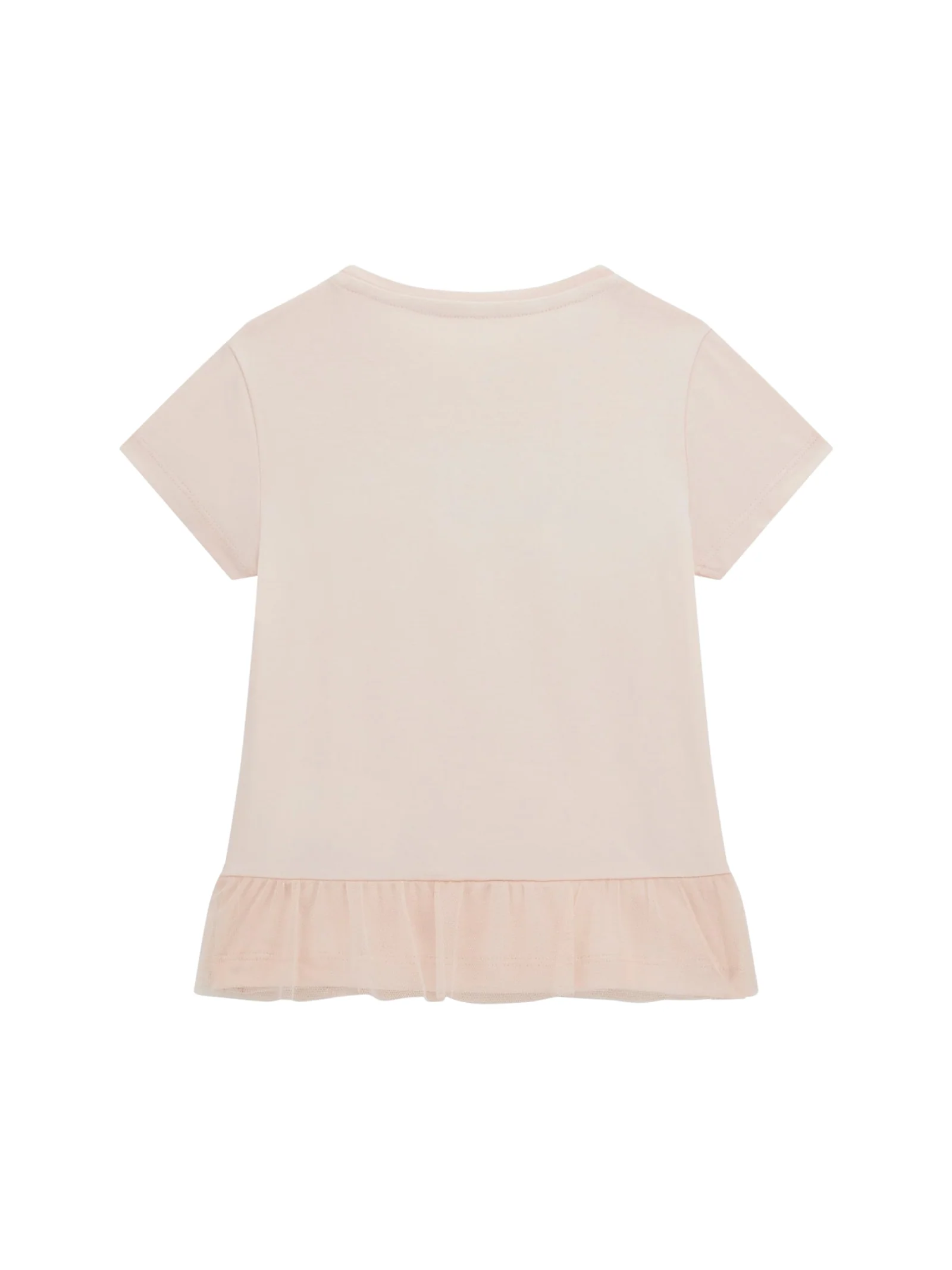 T-Shirt Guess rosa con dettaglio tulle e applicazioni floreali - Image 2