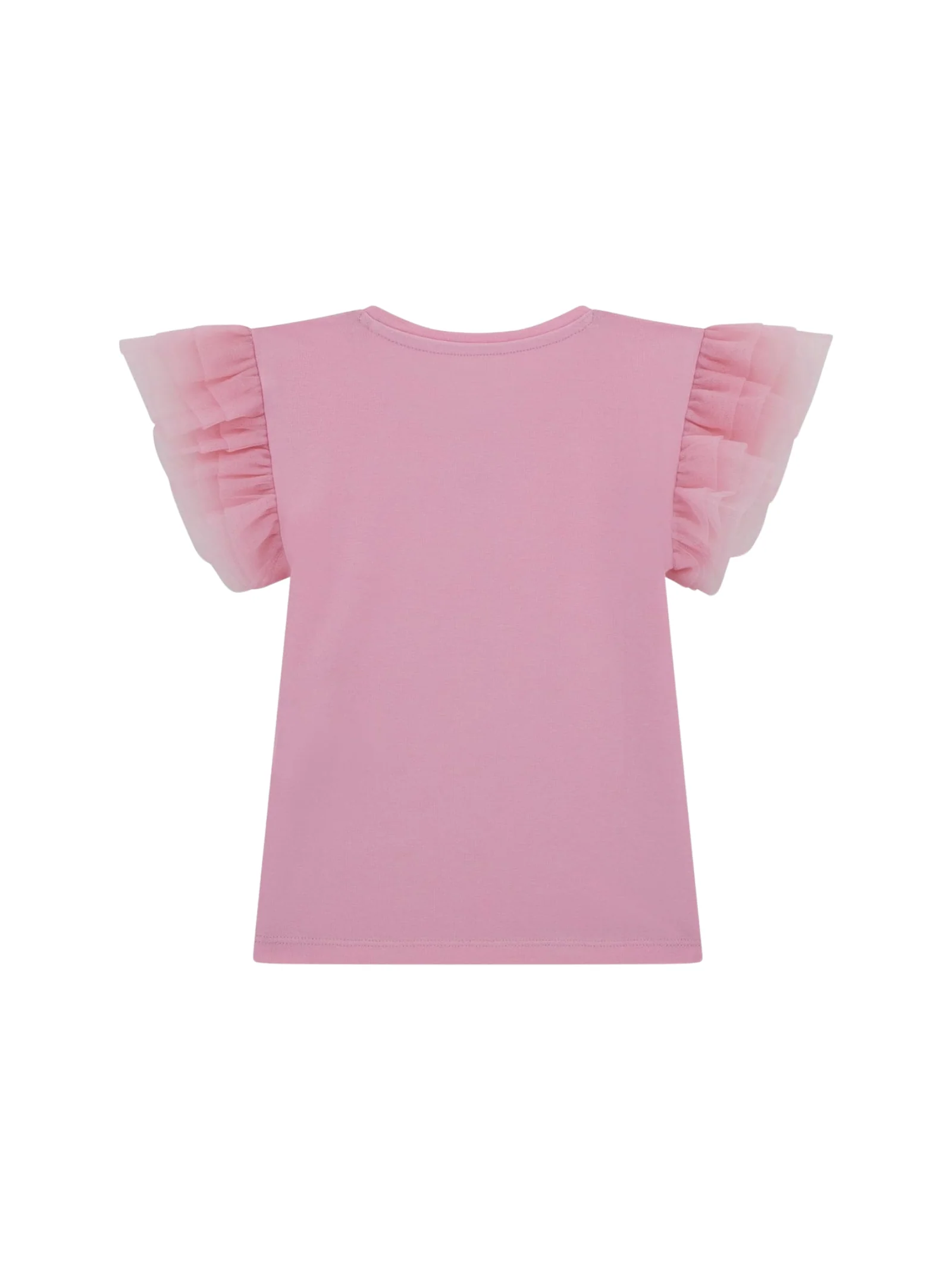 T-Shirt Guess rosa con maniche con volant - Image 2