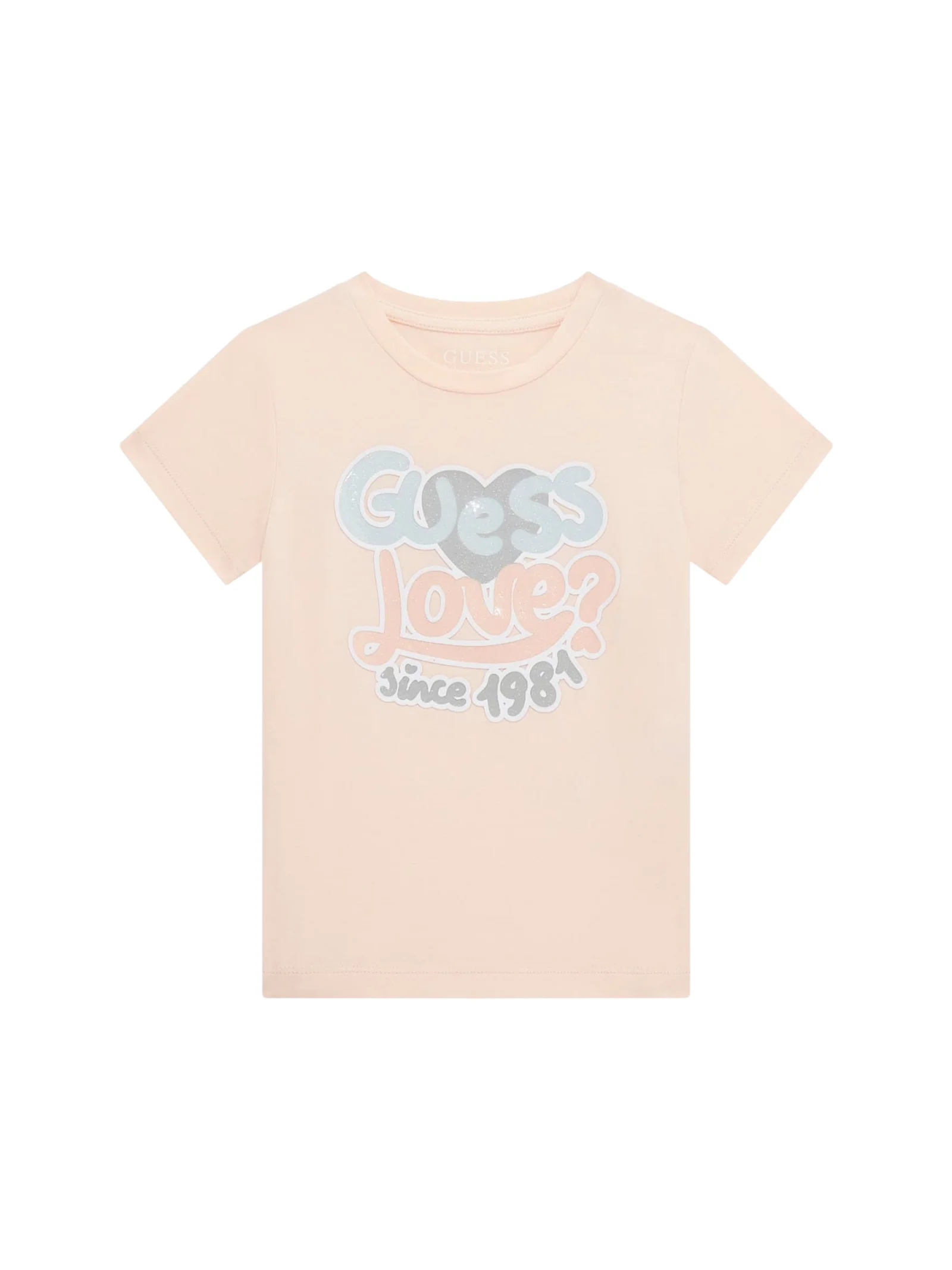 T-Shirt Guess rosa con scritta love