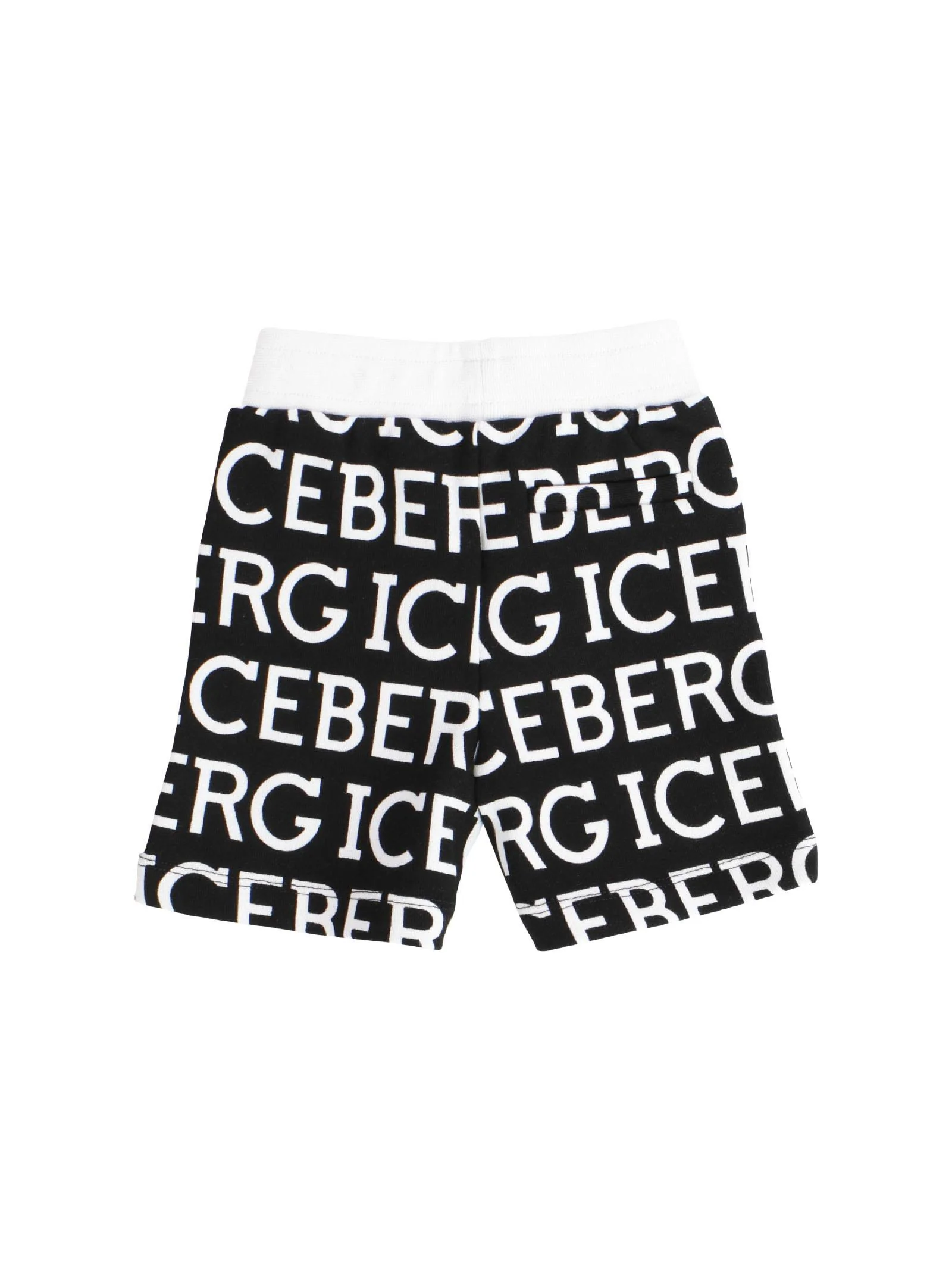 Bermuda in felpa neri con logo bianco all over - Image 2