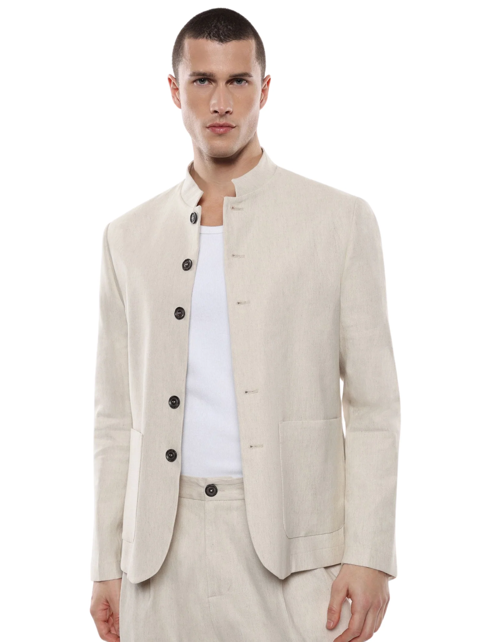 Blazer con colletto mao Imperial naturale - Image 2