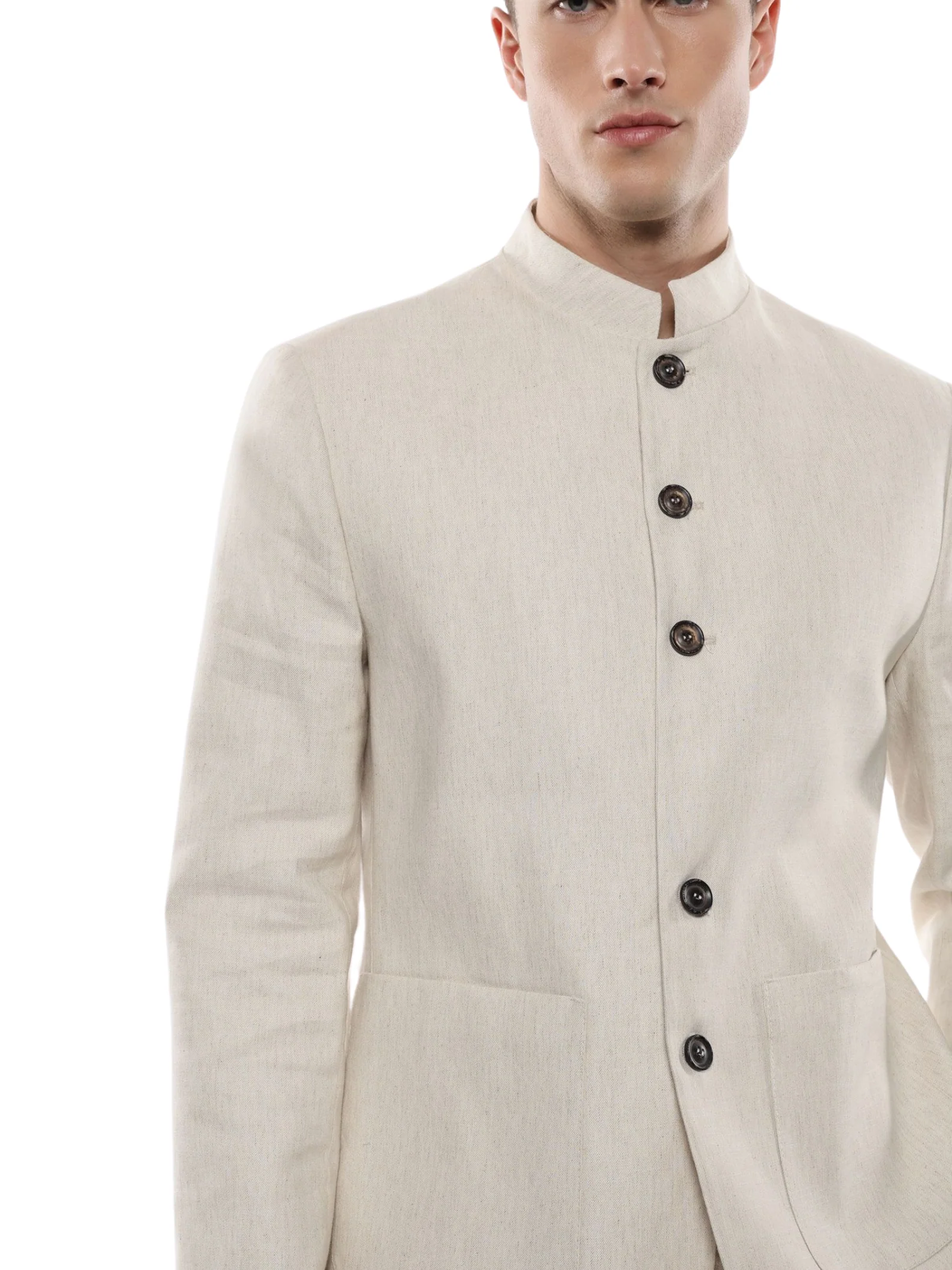 Blazer con colletto mao Imperial naturale - Image 4