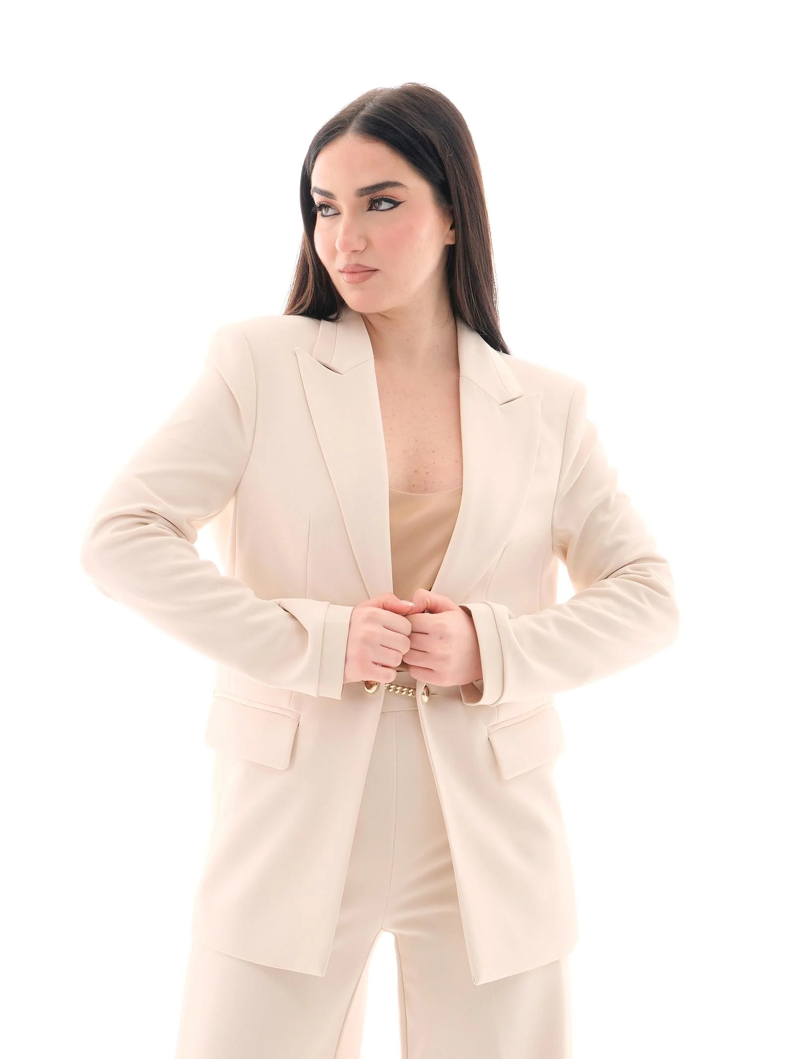 Blazer Imperial burro con chiusura catena in metallo dorato