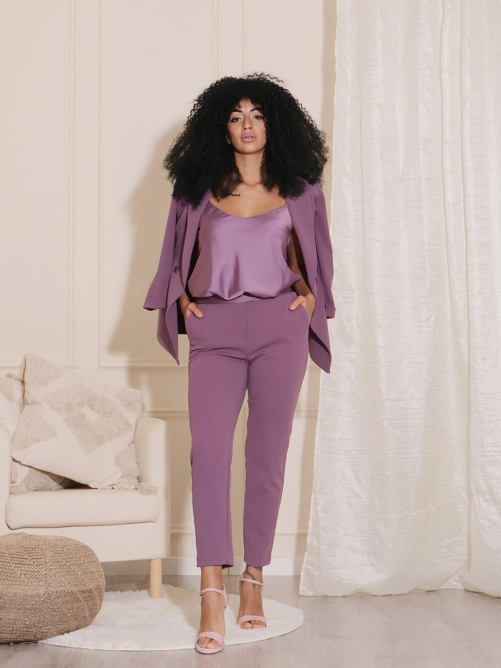 Bluse Imperial malva scollo rotondo - Image 4