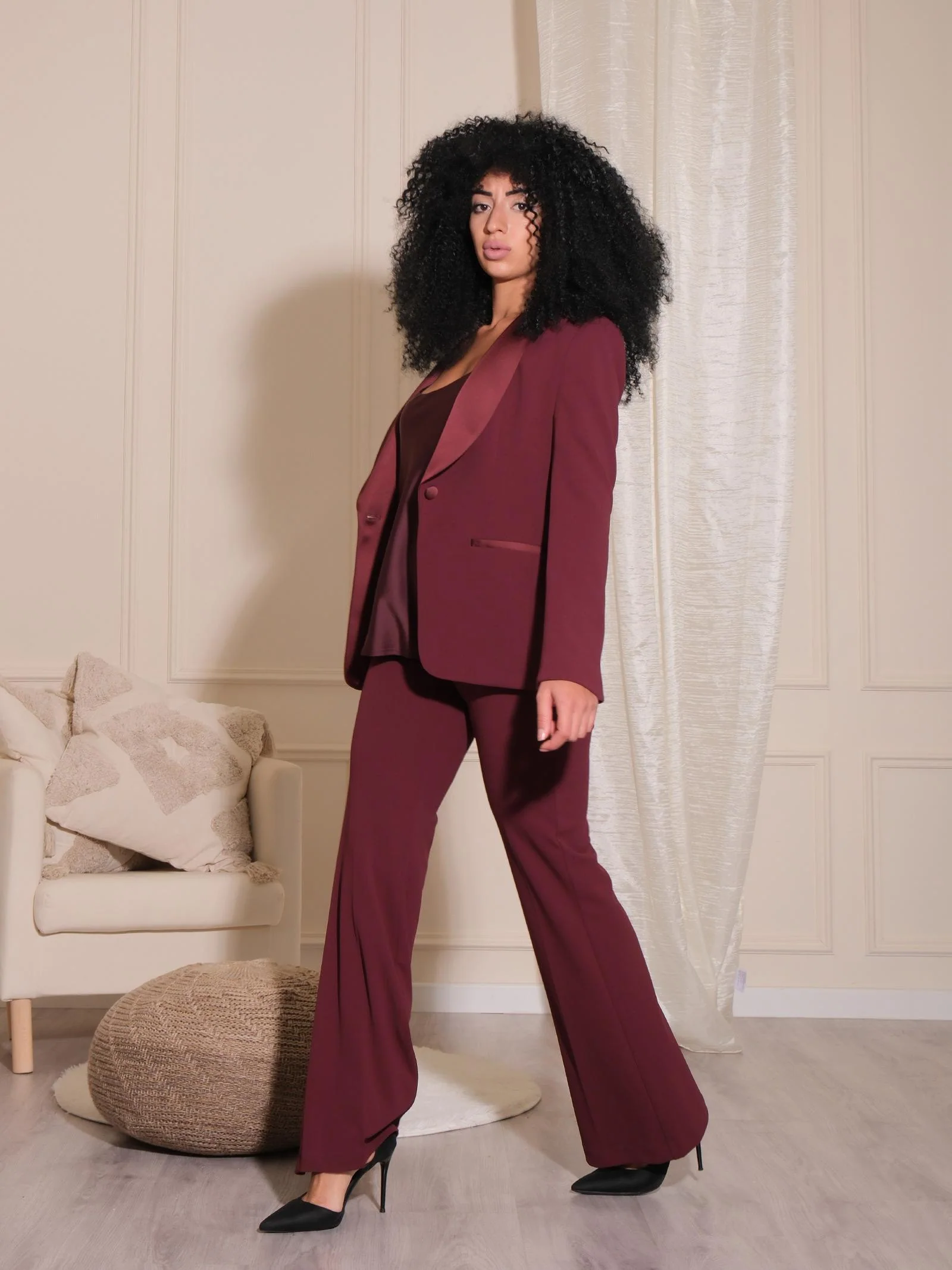 Bluse Imperial rosso marsala scollo rotondo - Image 4