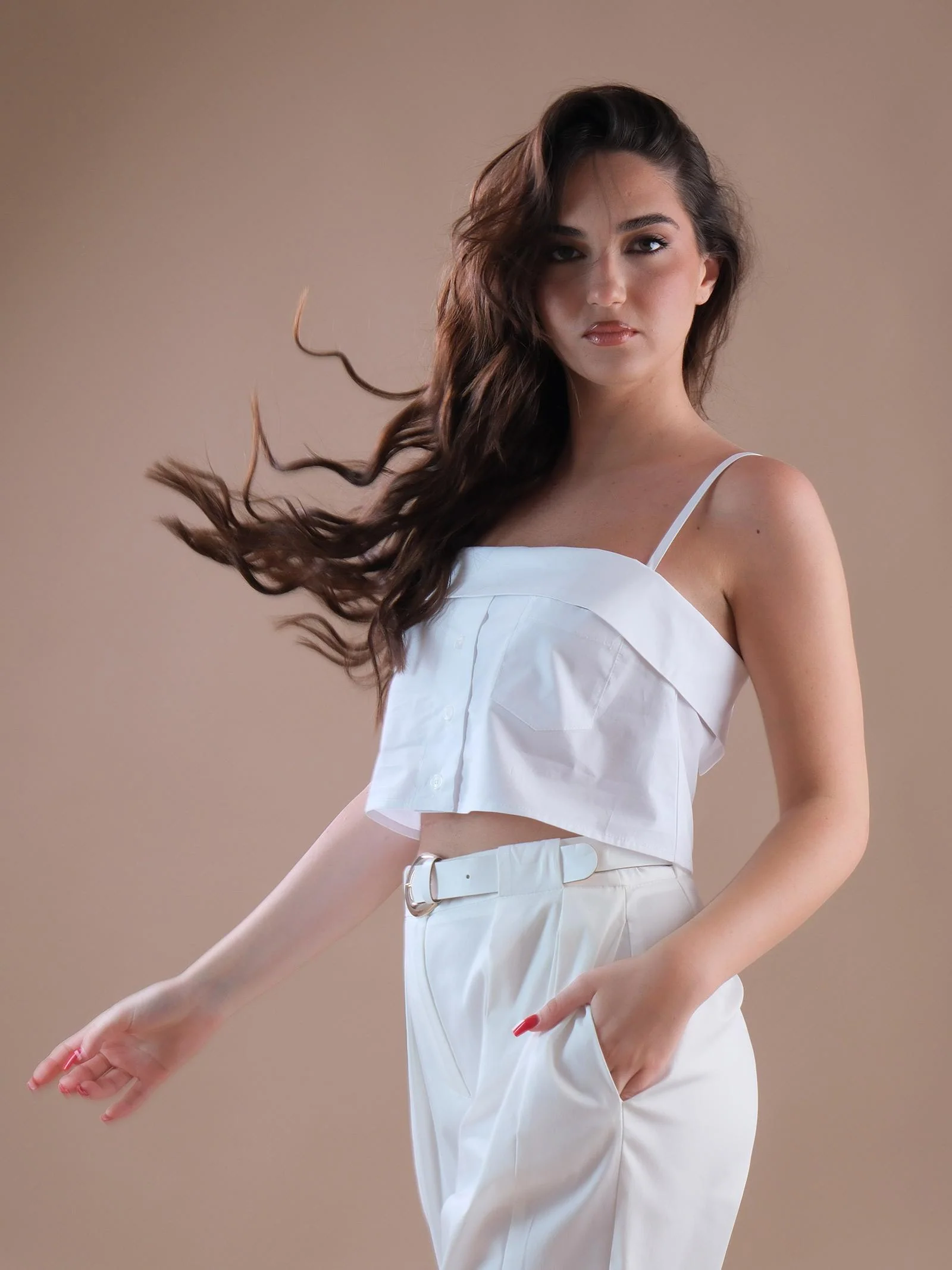 Crop top bianco mood camicia con bratella - Image 2