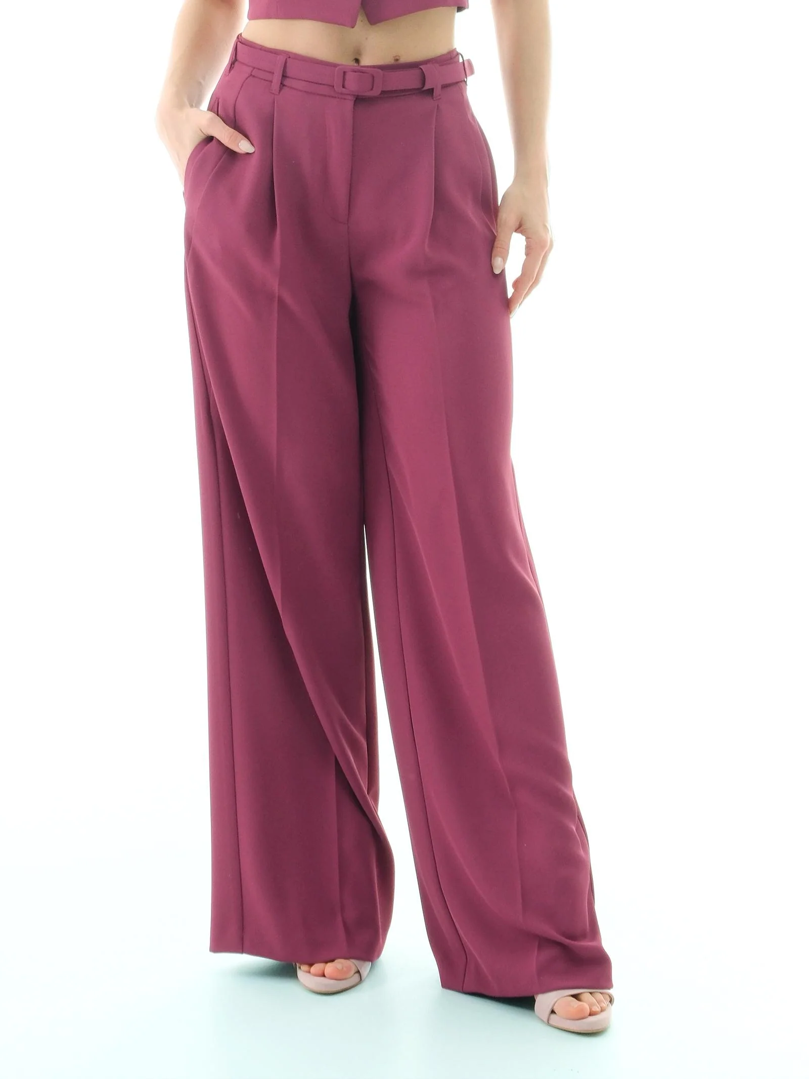 Pantalone a palazzo Imperial magenta con cinturino - Image 2