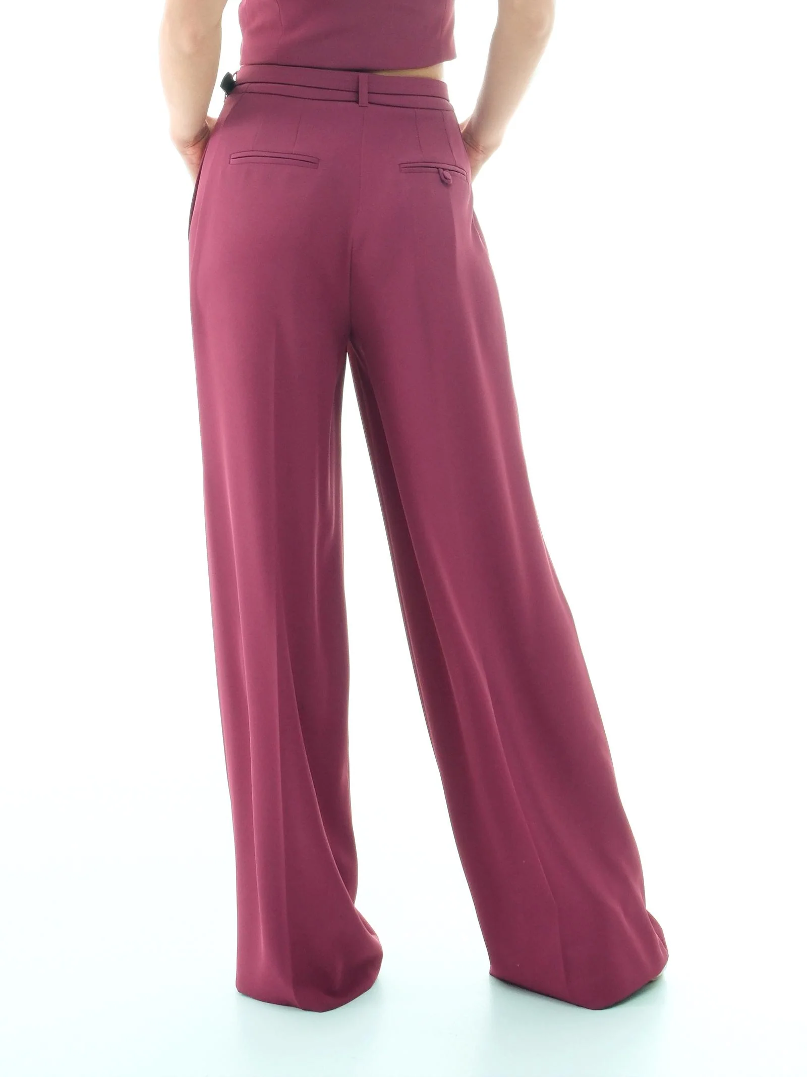 Pantalone a palazzo Imperial magenta con cinturino - Image 3