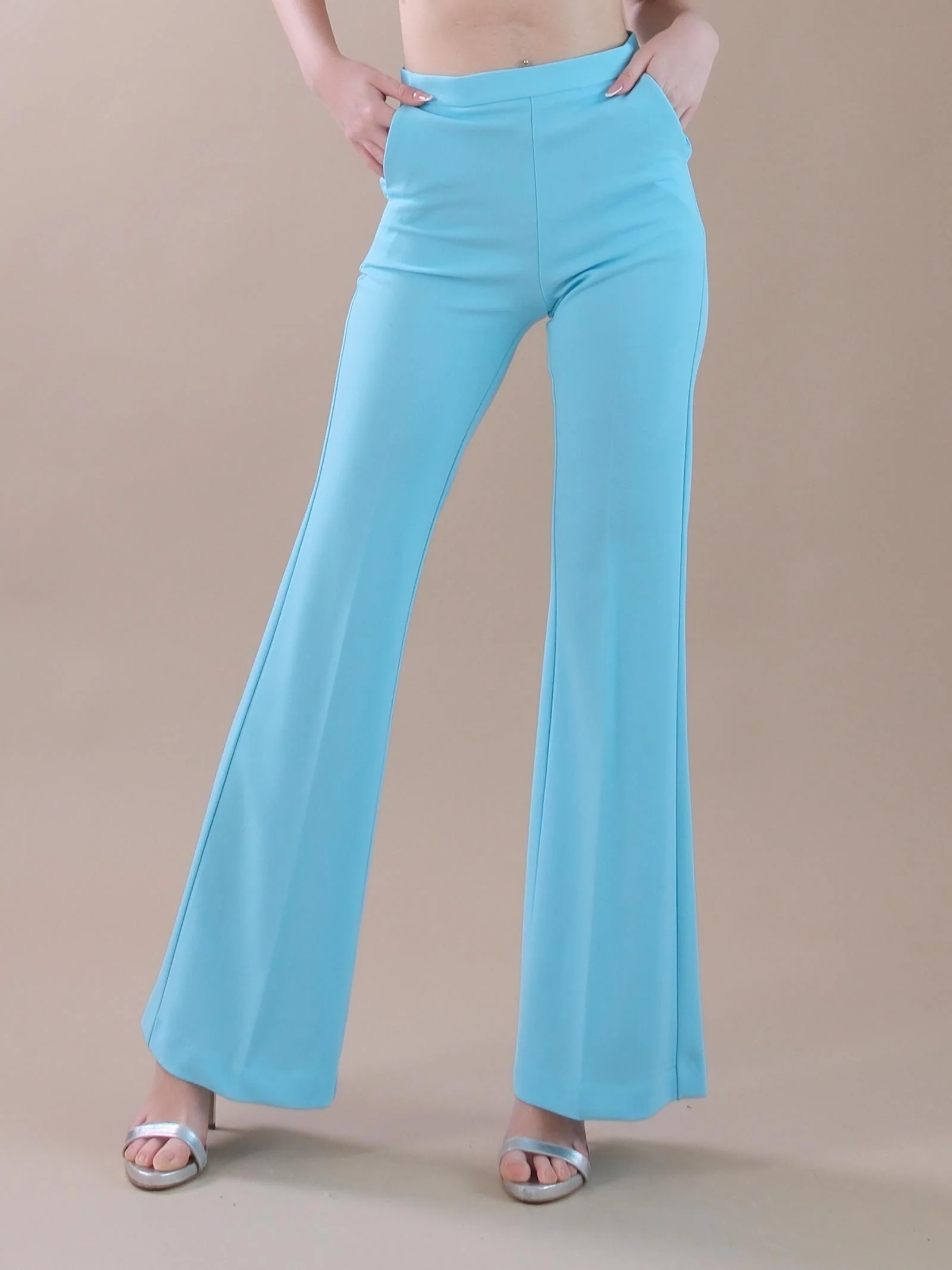Pantalone flare smoking azzurro - Image 2