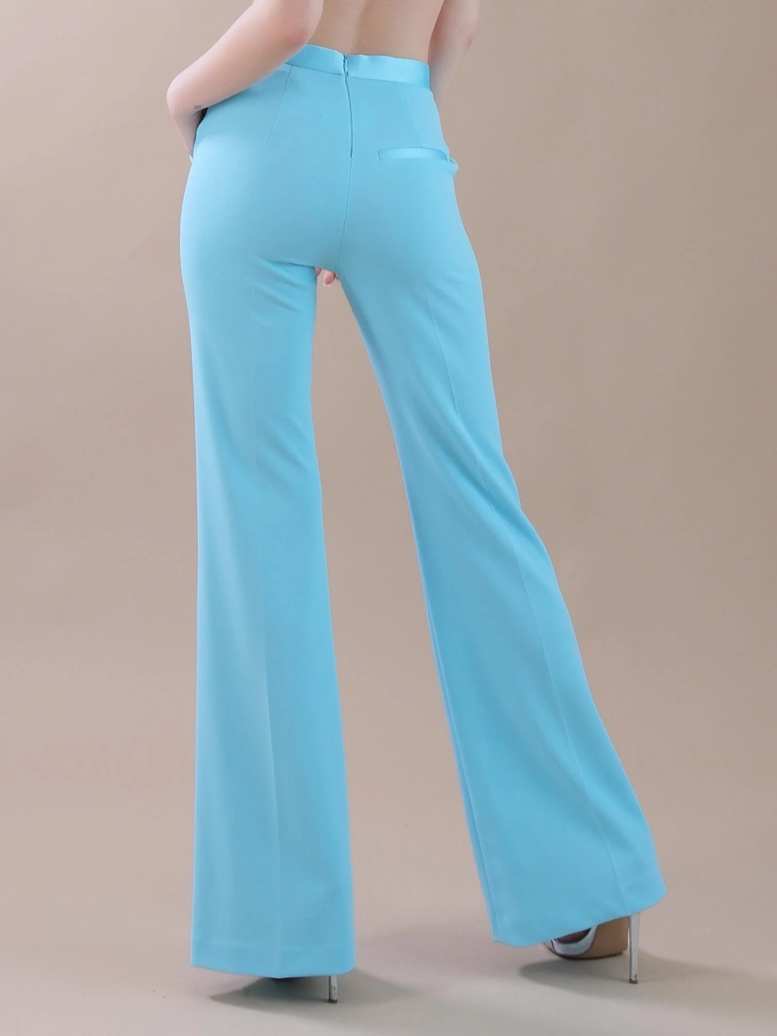 Pantalone flare smoking azzurro - Image 3