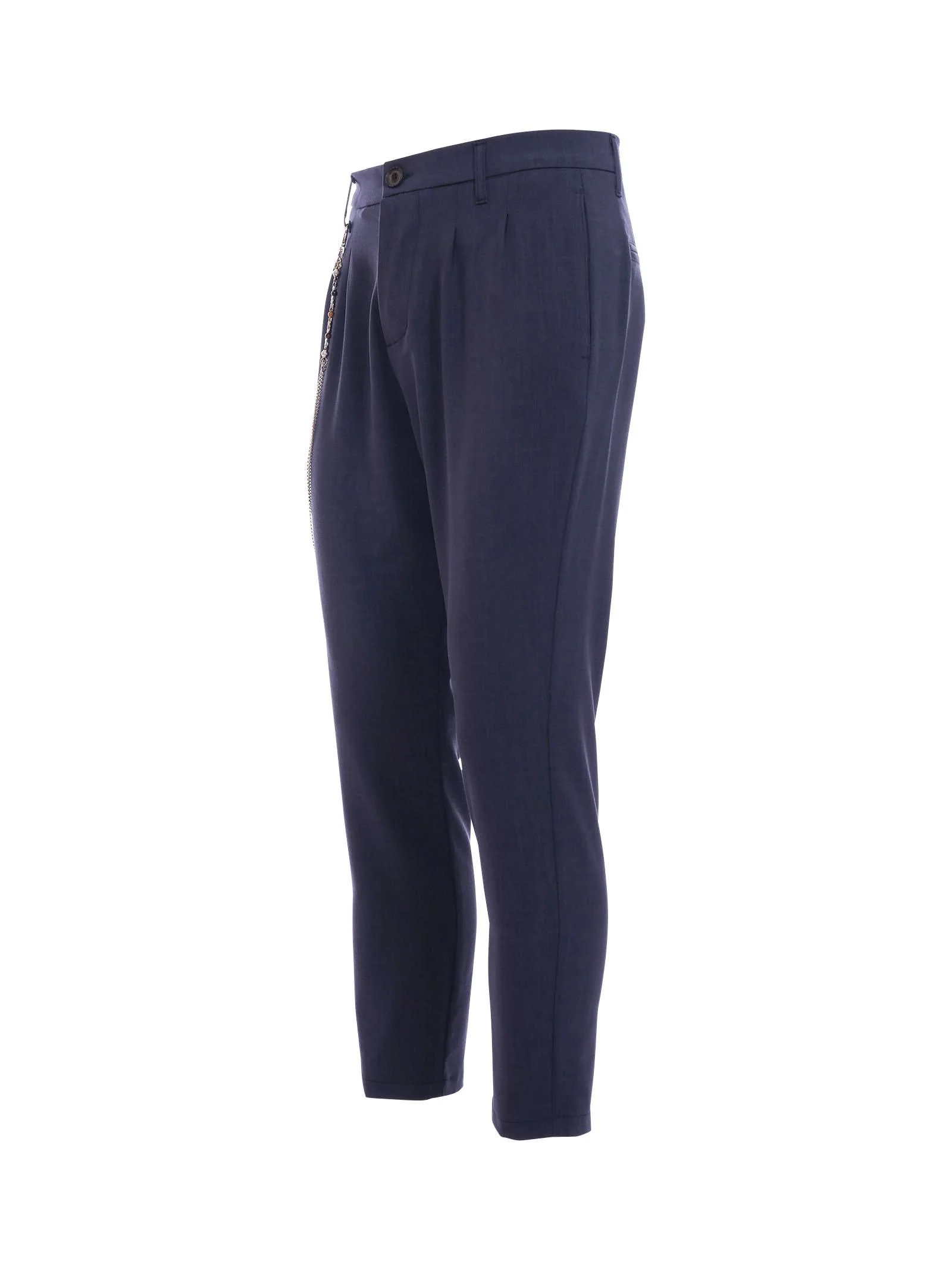 Pantalone Imperial blu con pinces e catena charm removibile - Image 2