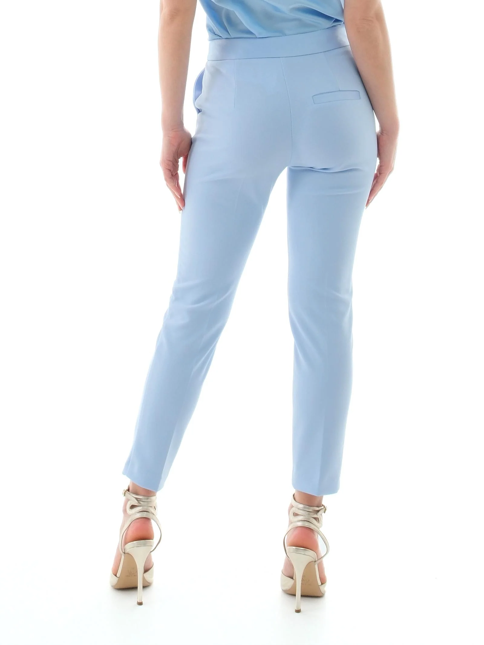 Pantalone Imperial pervinca con fascia in raso in vita - Image 3