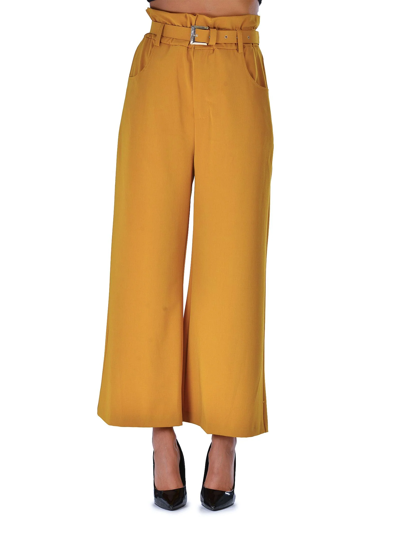 Pantalone paperbag senape