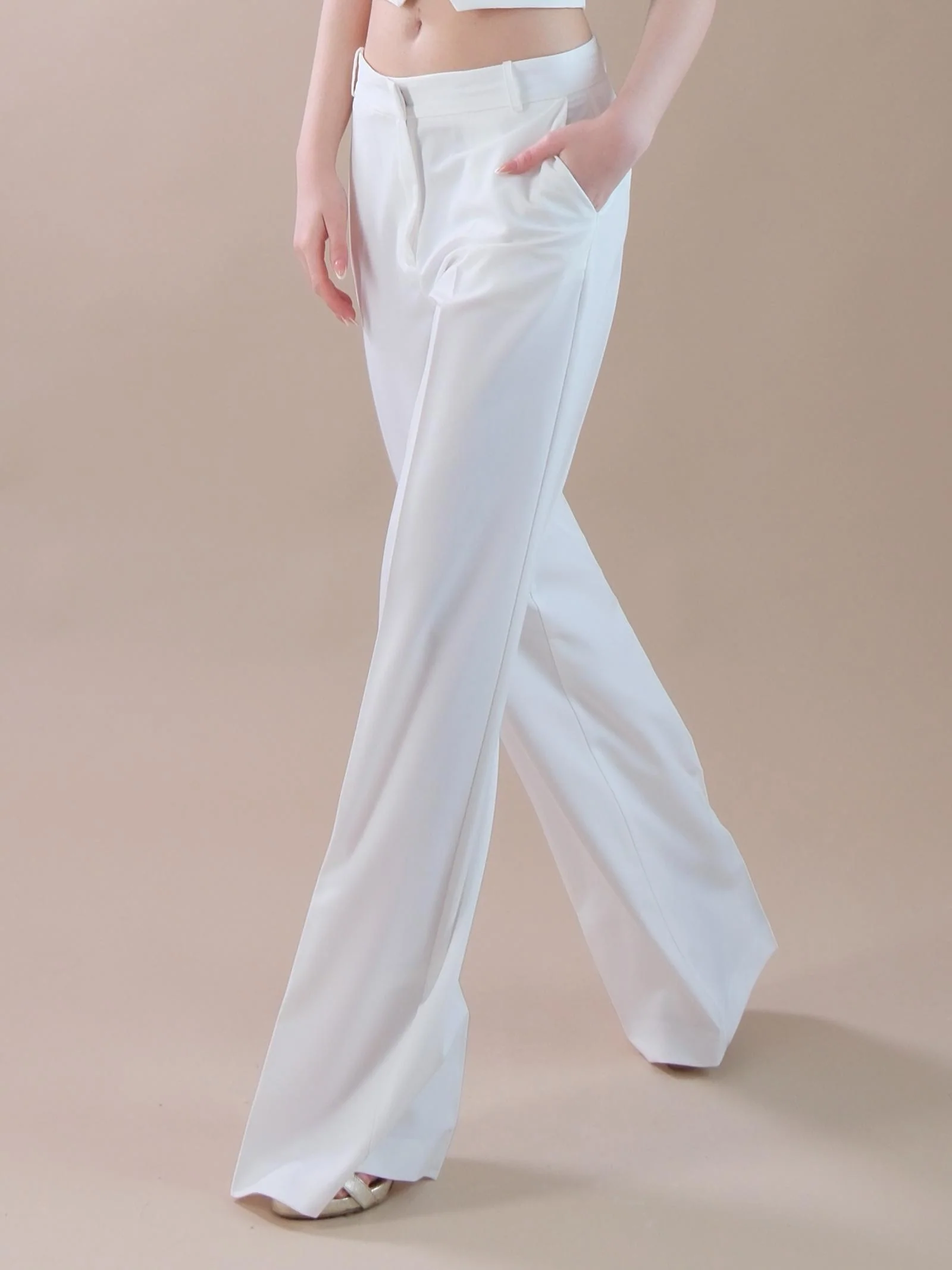 Pantaloni dritti a palazzo bianchi - Image 2