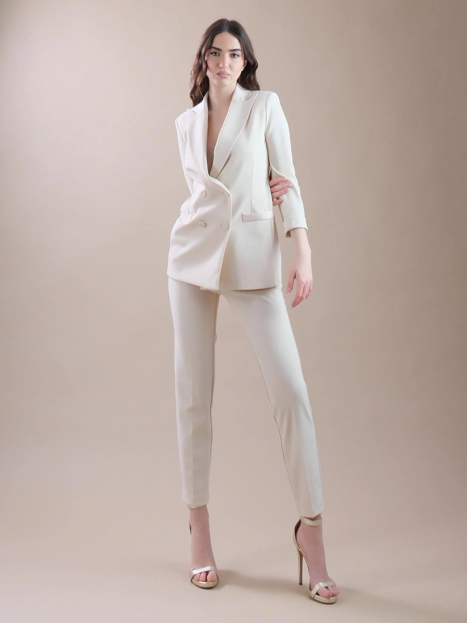 Pantaloni smoking slim-fit avena - Image 4