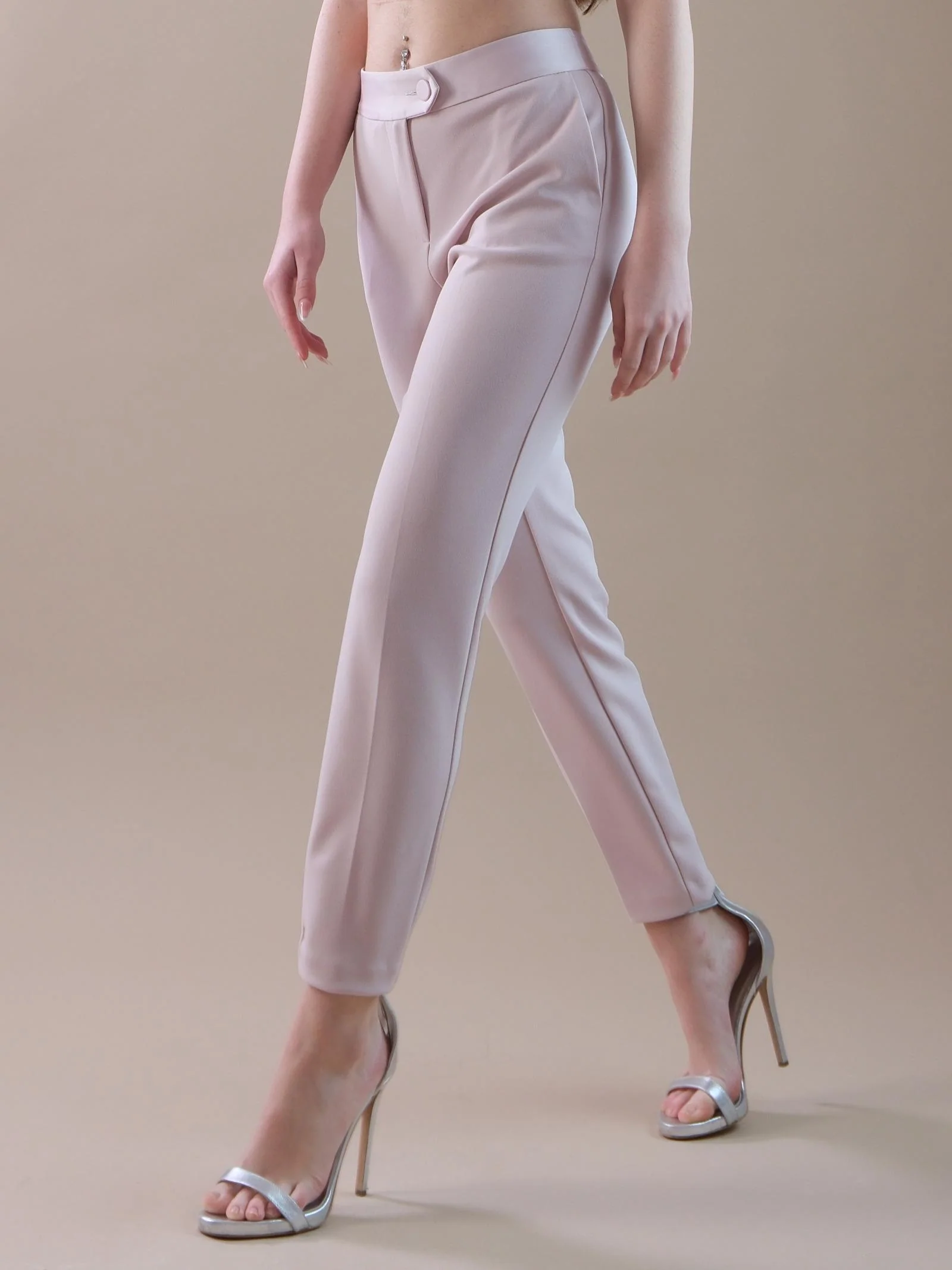 Pantaloni smoking slim-fit rosa chiaro - Image 2
