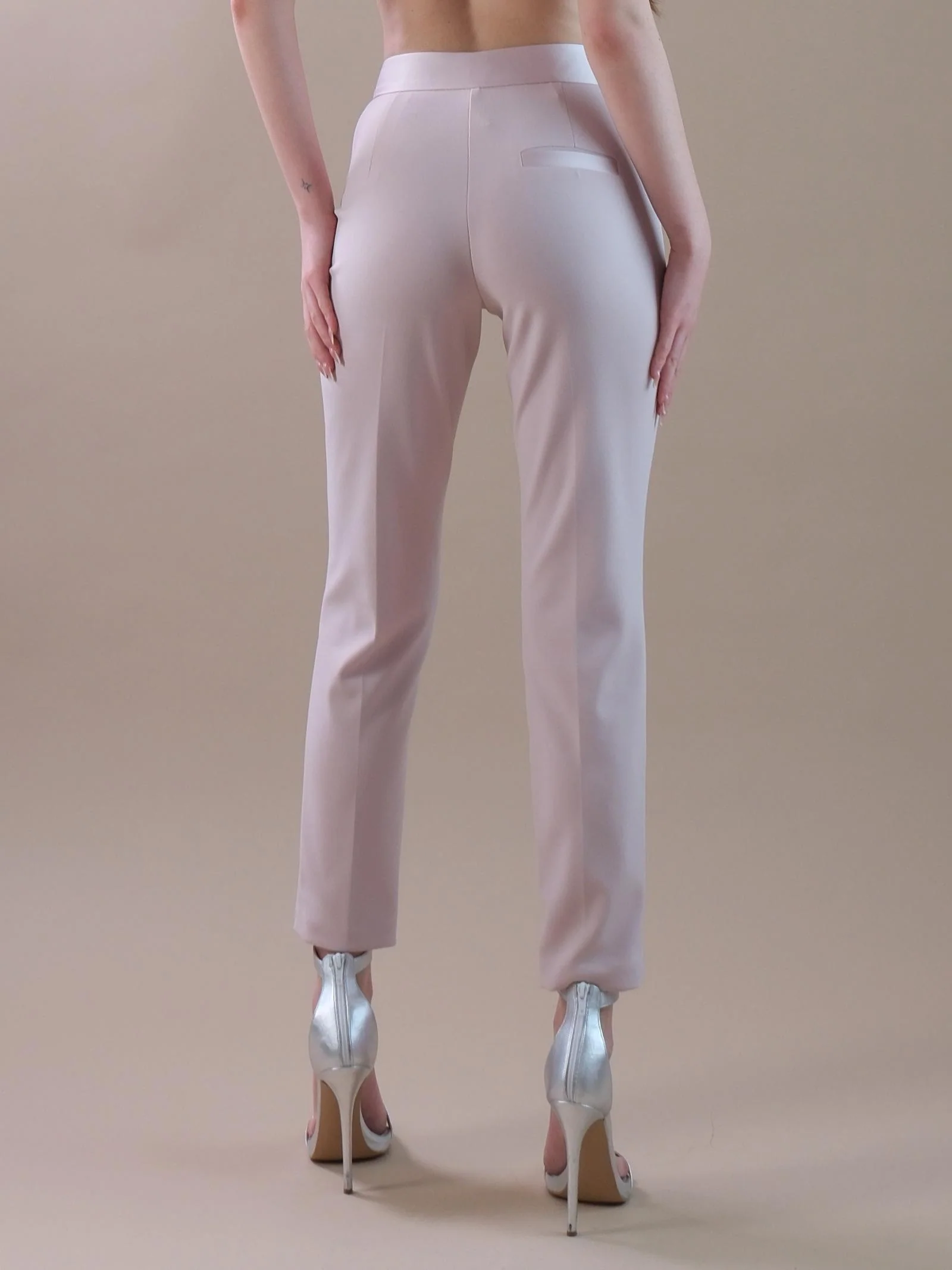 Pantaloni smoking slim-fit rosa chiaro - Image 3