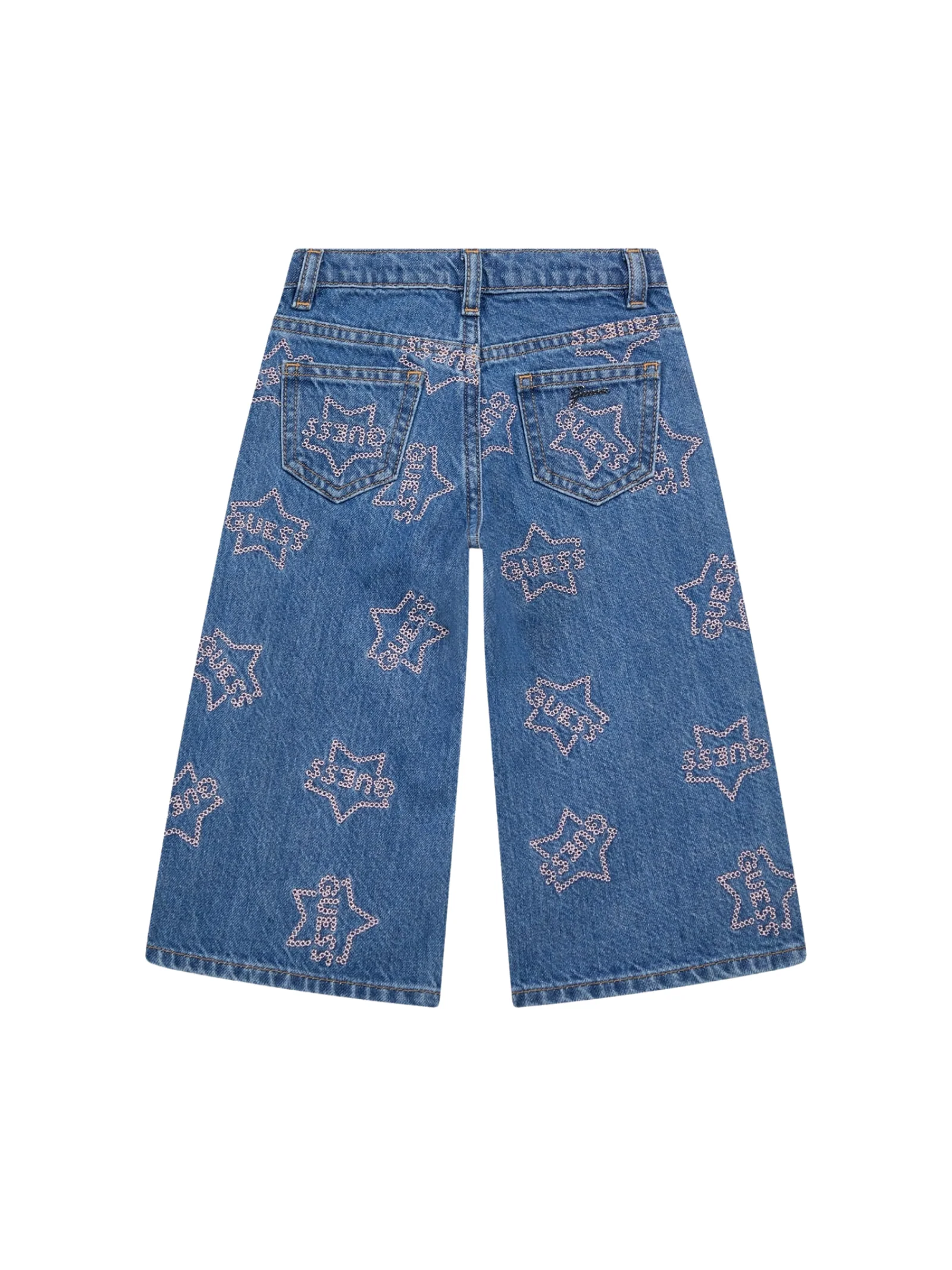 Jeans a zampa Guess blu con stelle e logo ripetuto - Image 2