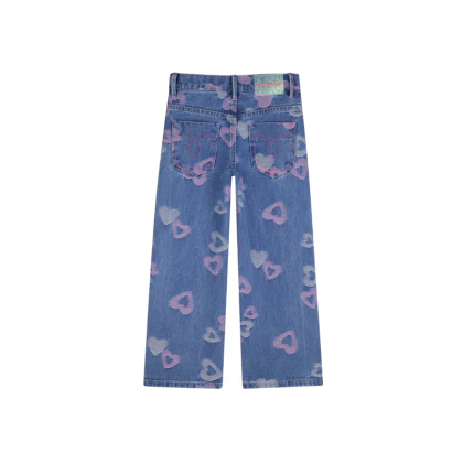Jeans Billie Blush blu con cuori all over - Image 2