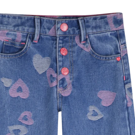 Jeans Billie Blush blu con cuori all over - Image 3